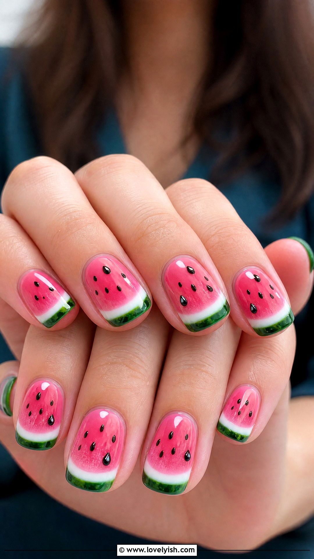 Watermelon Slice Nails - 50 crazy nail designs - 50 crazy nail designs