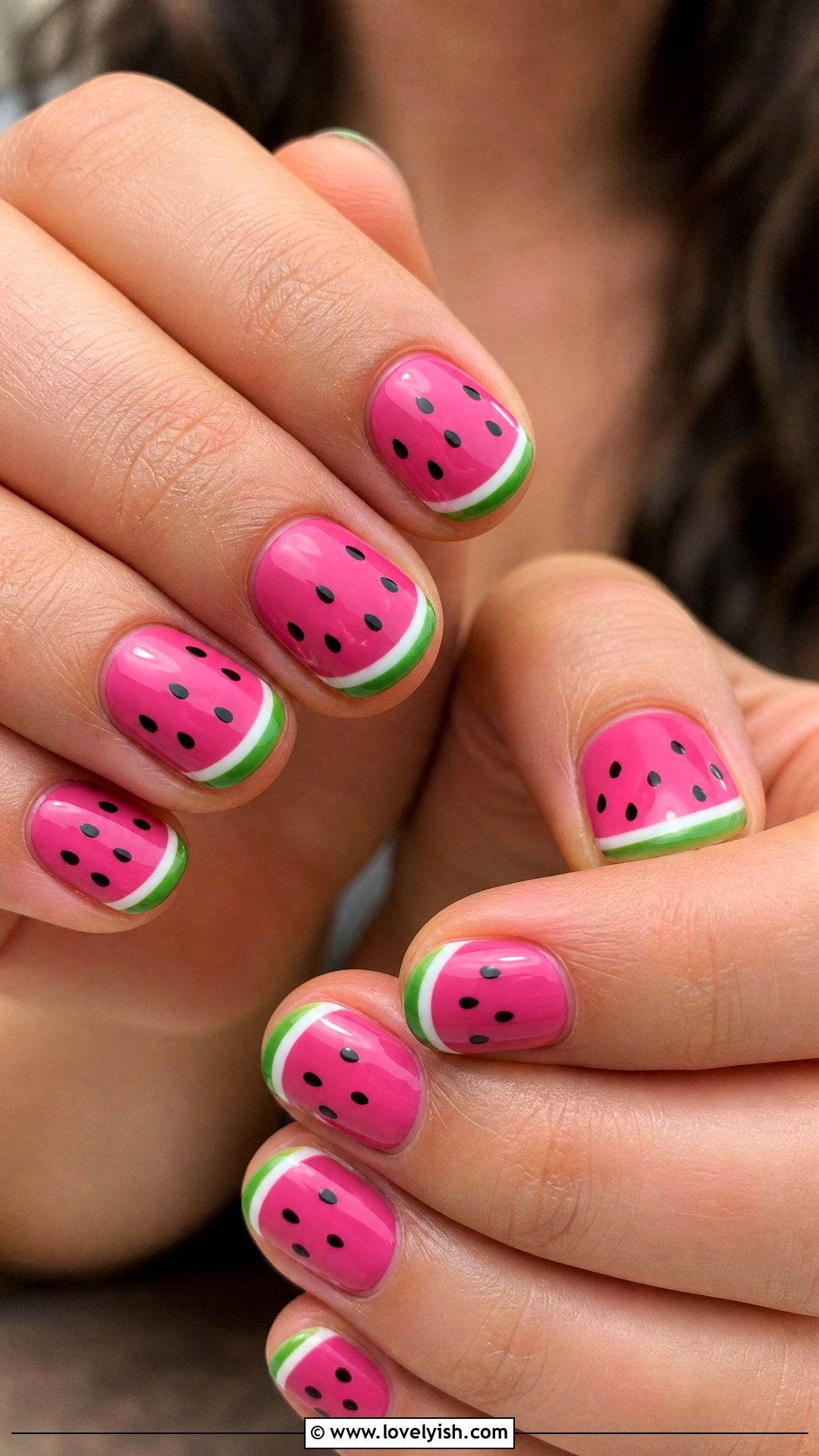 Watermelon Slice Nails - 35 nail art for beginners - 35 nail art for beginners