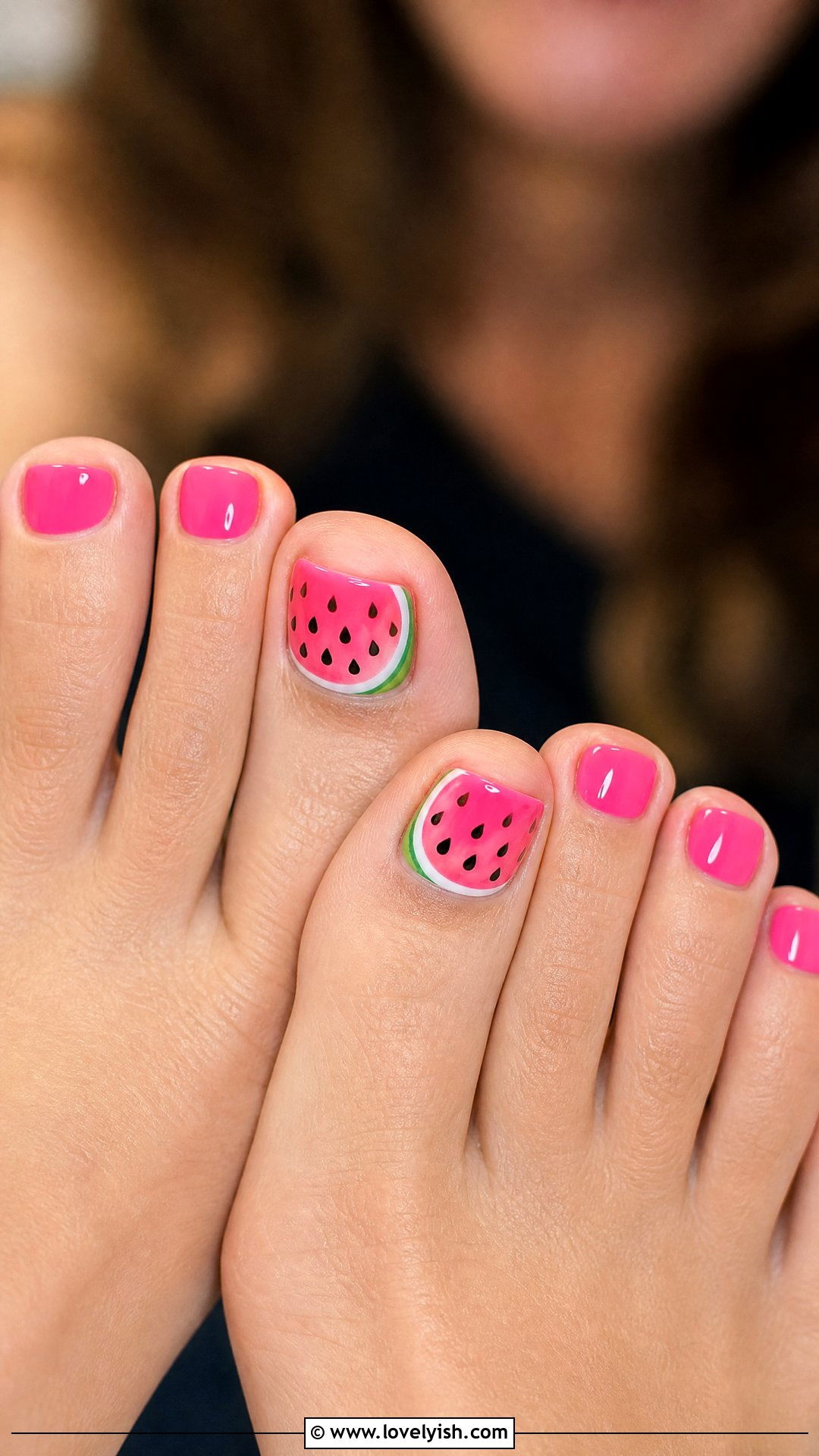 Watermelon Slice Toe Nails - 50 summer toe nails - 50 summer toe nails