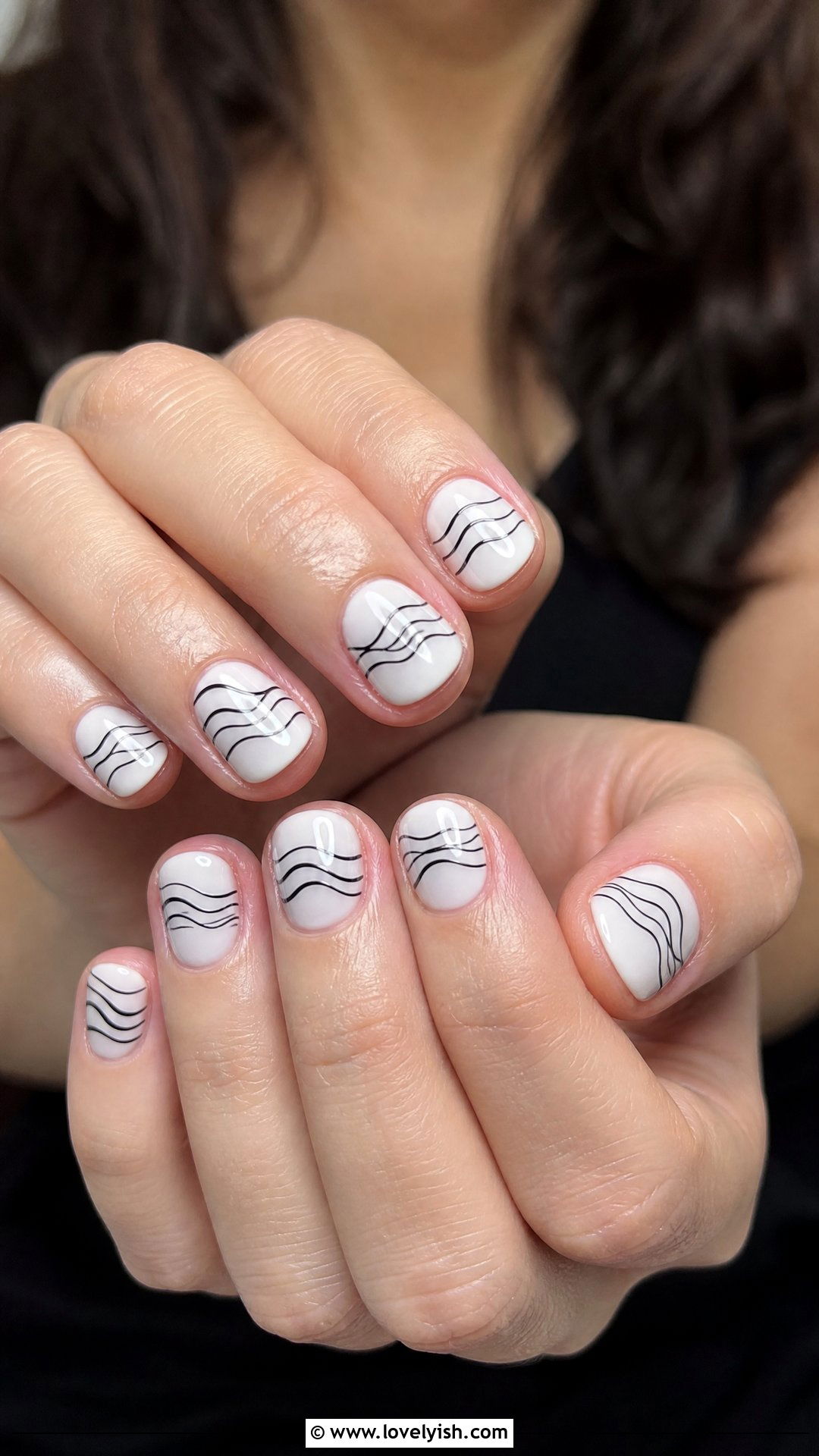 Wavy Line Nails - 50 black and white nail designs - 50 black and white nail designs