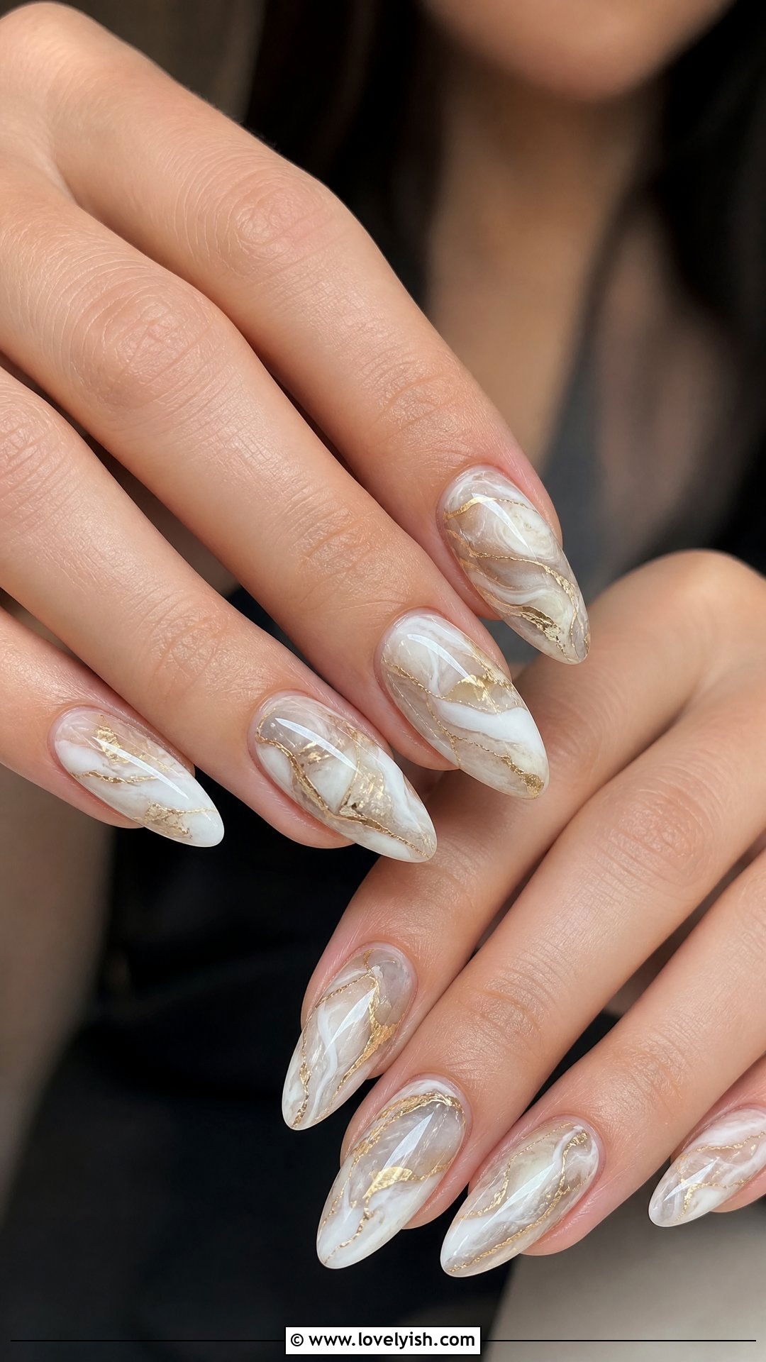 White And Gold Marble Engagement Nails - 50 engagement nails - 50 engagement nails