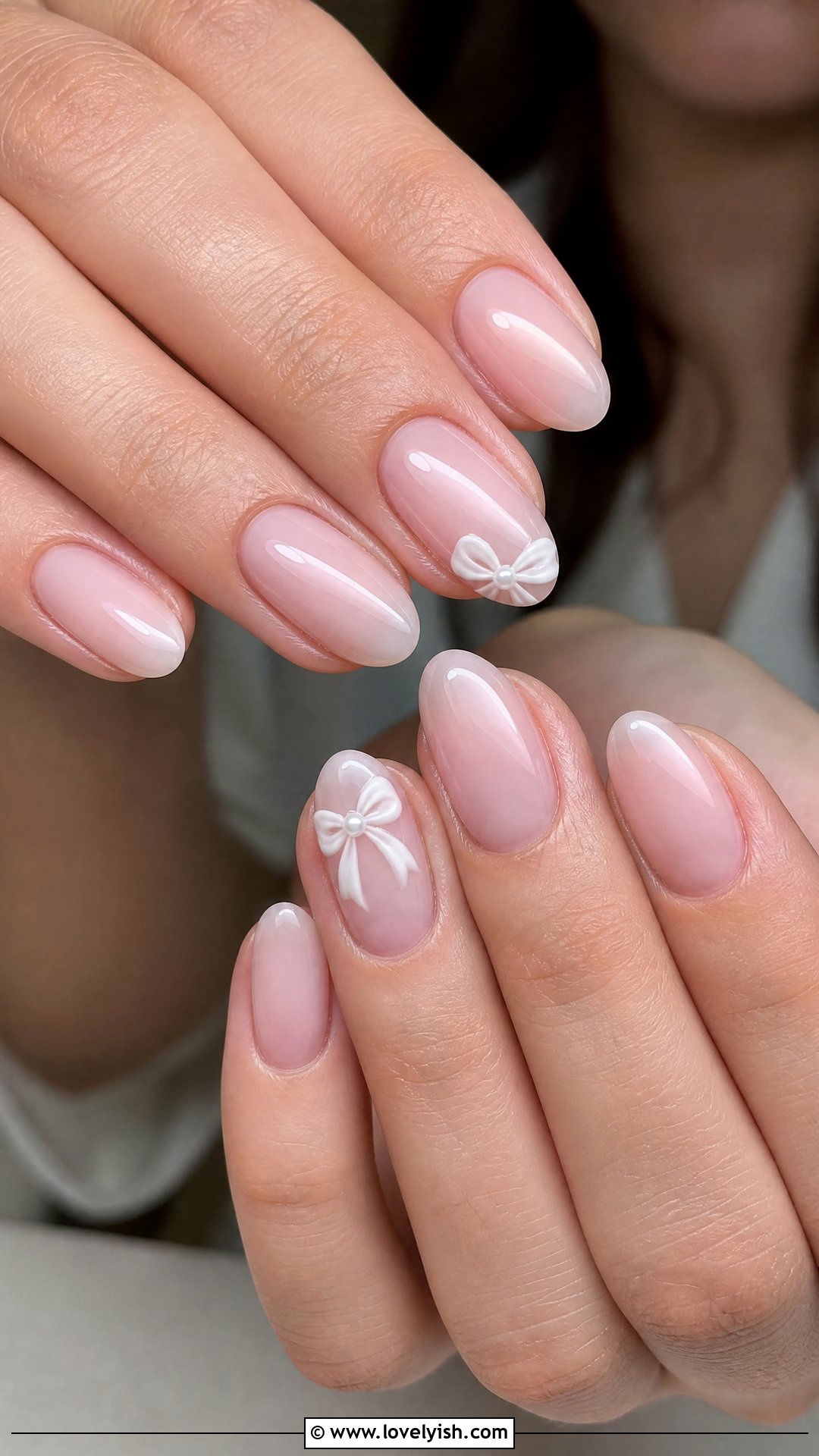 White Bow Accent Nails - 50 cute nails - 50 cute nails