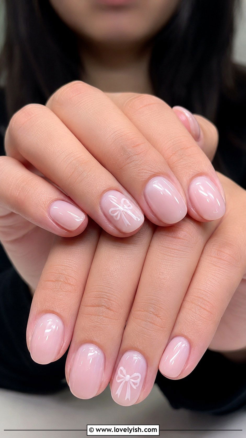 White Bow Accent Nails - 46 easy nail designs - 46 easy nail designs