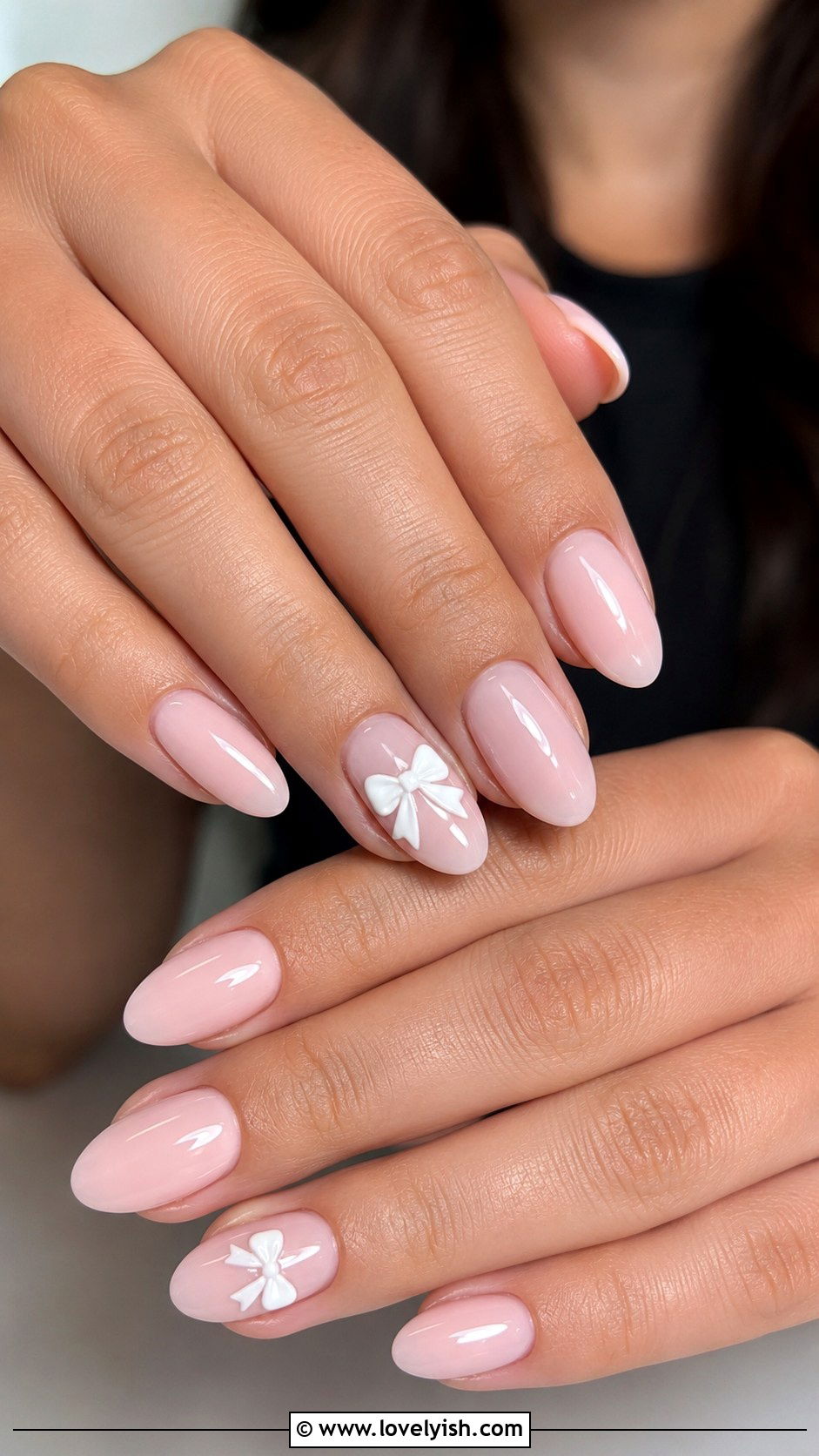 White Bow on Pink Nails - 50 balletcore nails - 50 balletcore nails