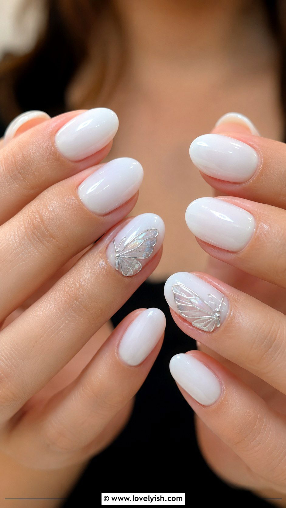 White Butterfly Nails - 50 white nails - 50 white nails