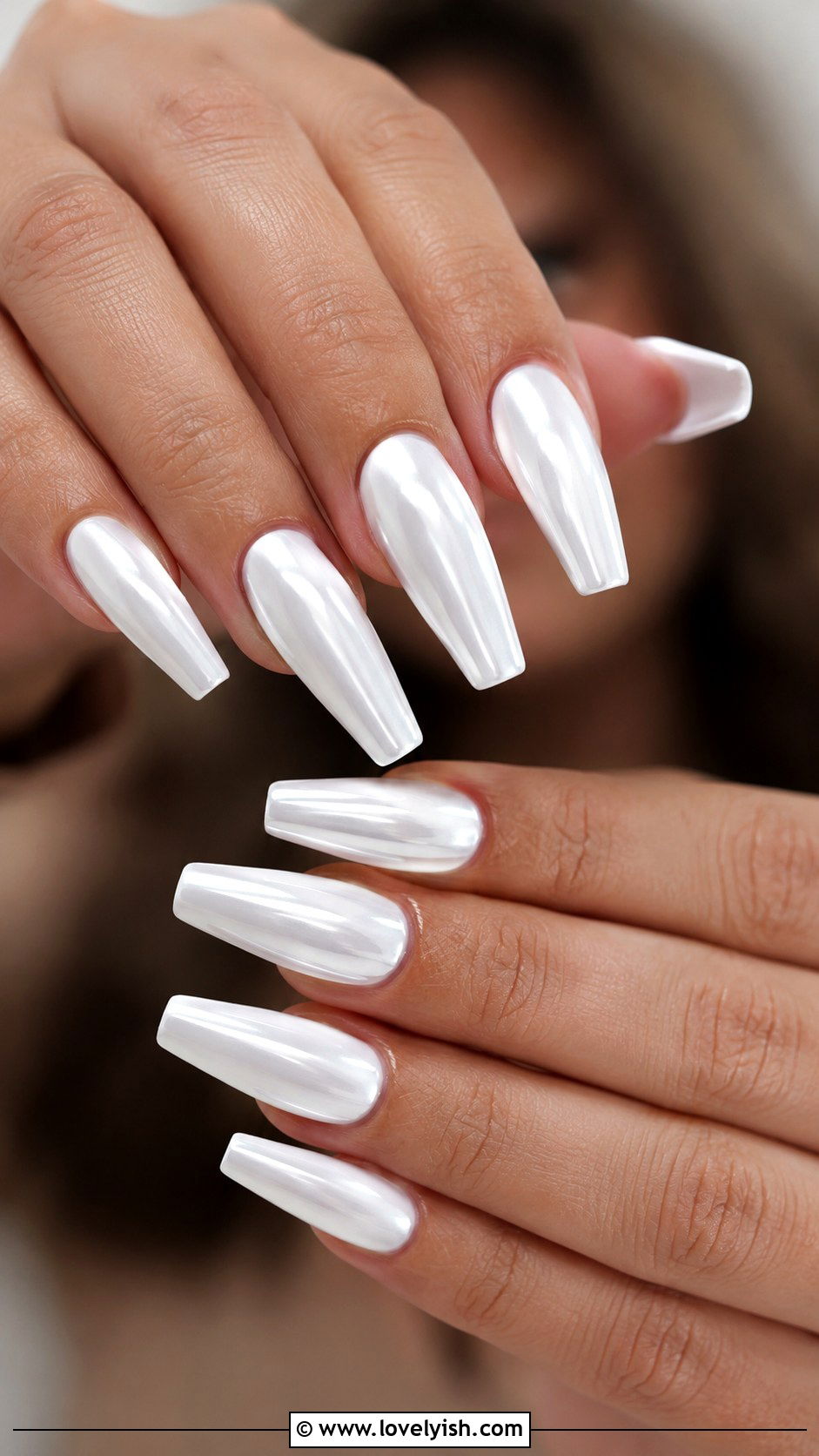 White Chrome Ballerina Nails - 50 white chrome nails - 50 white chrome nails