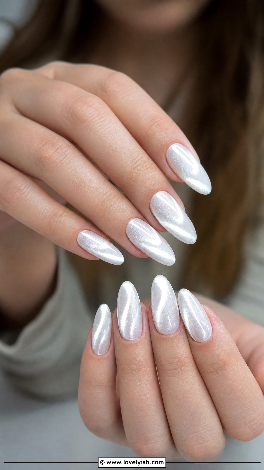 White Chrome Cat Eye Nails - 50 white chrome nails - 50 white chrome nails