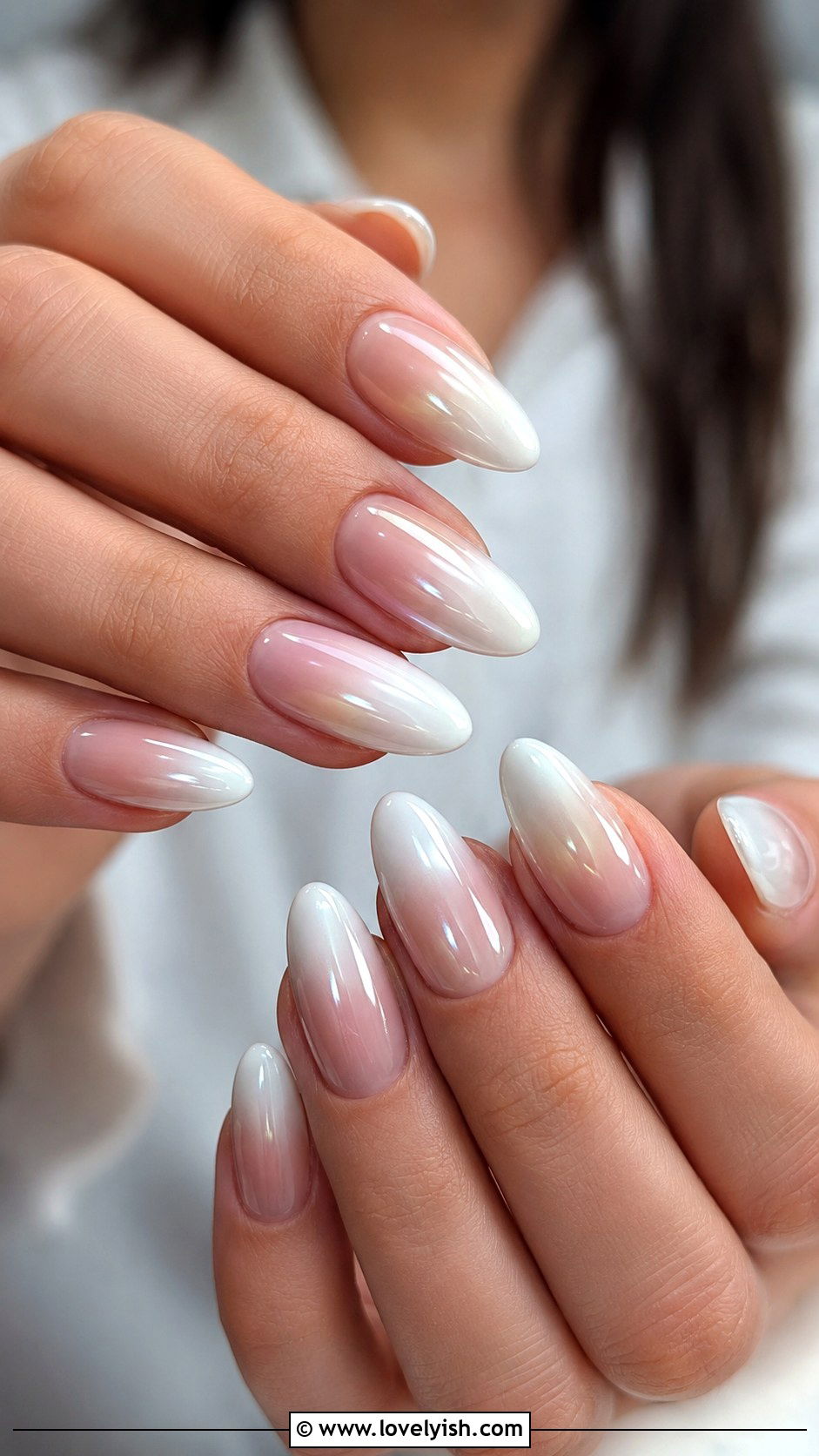 White Chrome French Ombre Nails - 50 white chrome nails - 50 white chrome nails