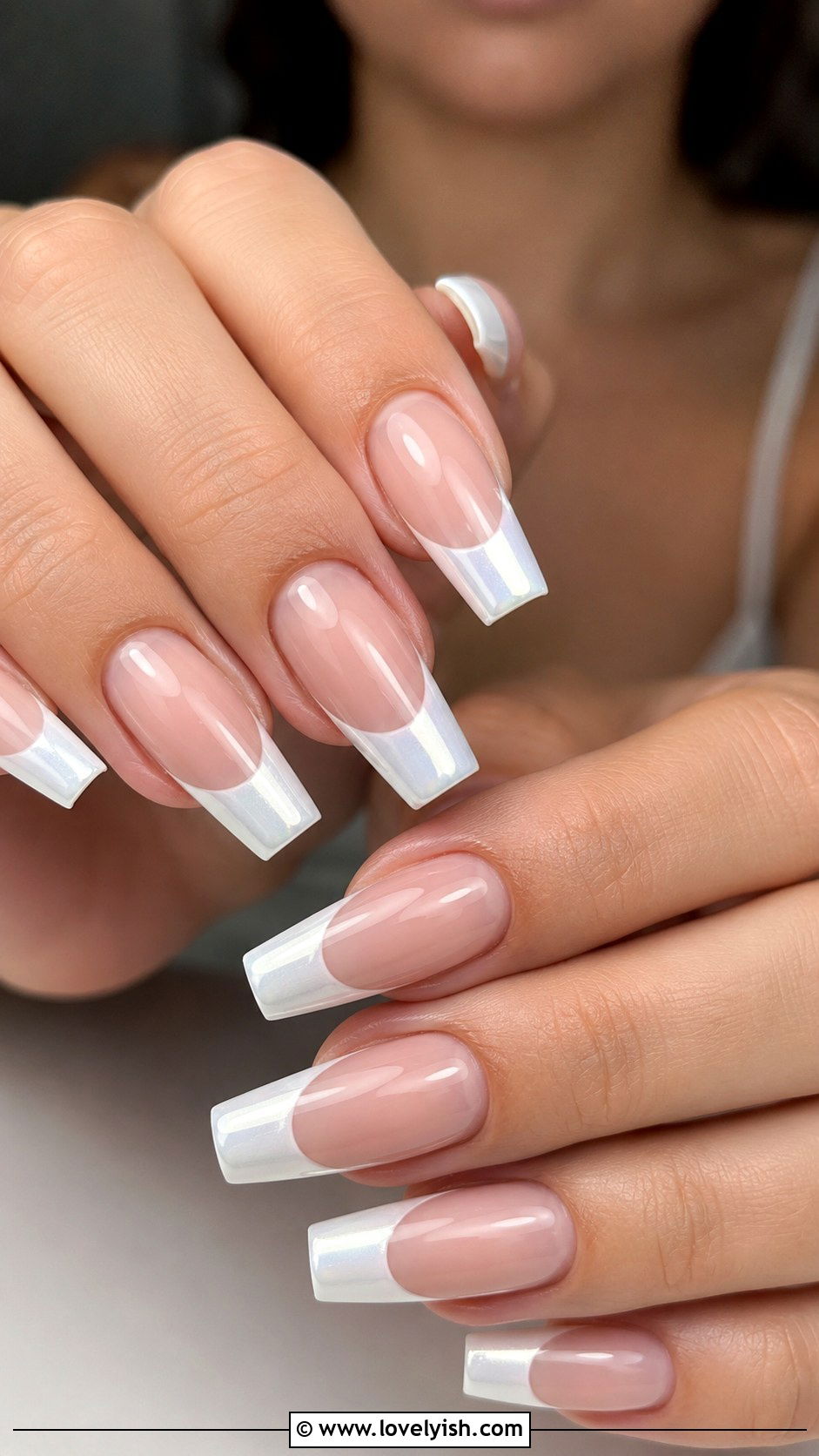 White Chrome French Tip Nails - 50 white chrome nails - 50 white chrome nails