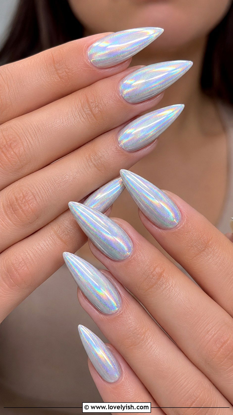 White Chrome Holographic Nails - 50 white chrome nails - 50 white chrome nails