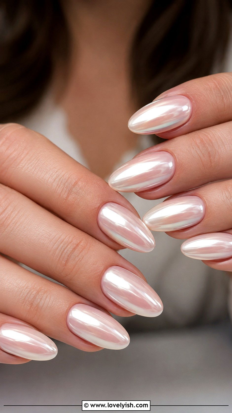 White Chrome Nails With Subtle Pink Base - 50 white chrome nails - 50 white chrome nails