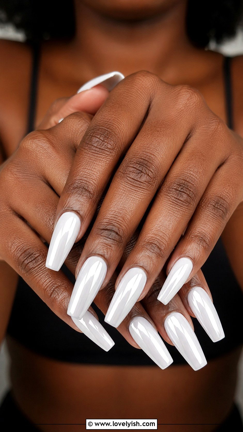 White Chrome Nails on Dark Skin Tones - 50 white chrome nails - 50 white chrome nails