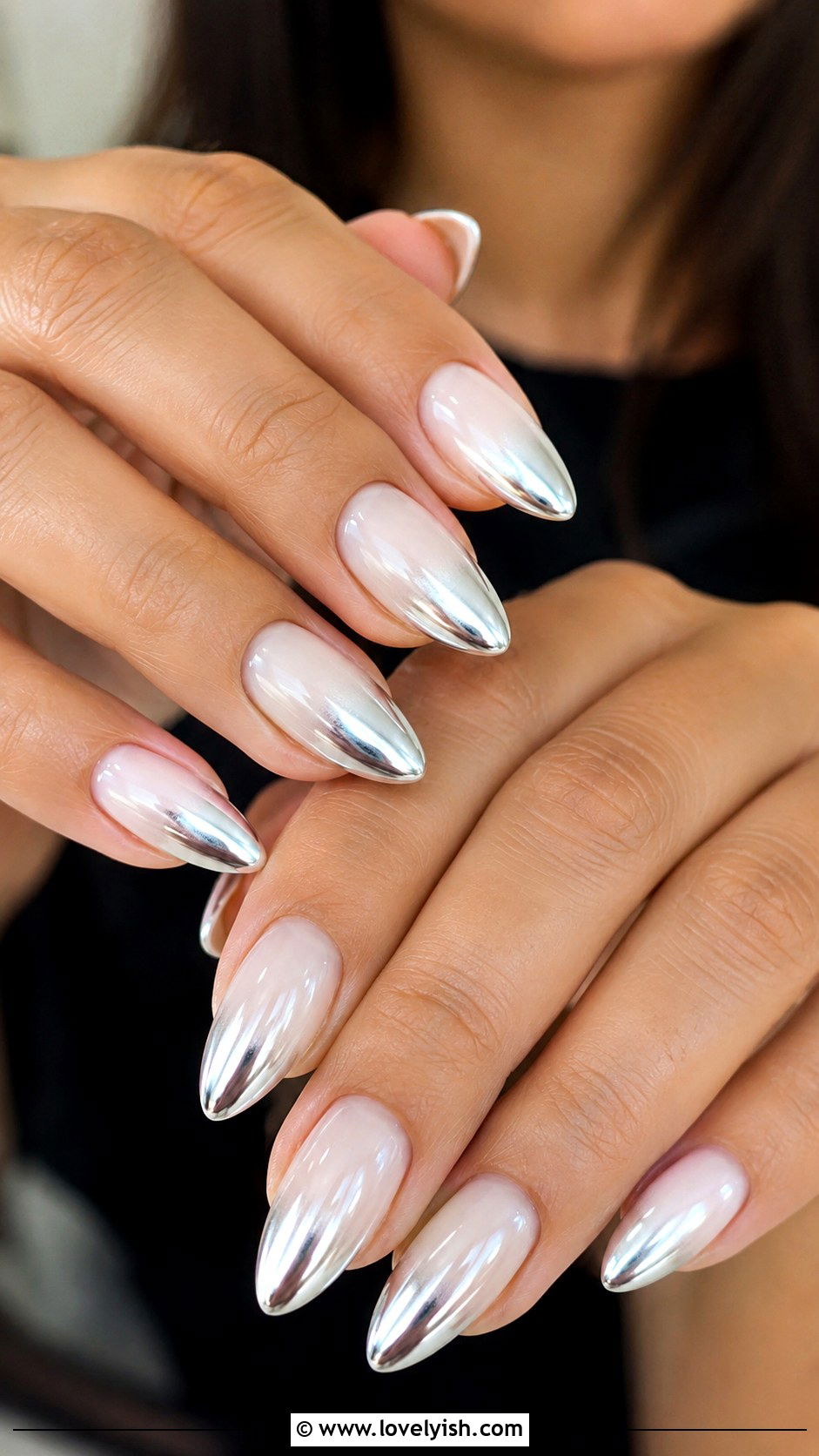 White Chrome Ombre Bridal Nails - 25 wedding nails for bride - 25 wedding nails for bride