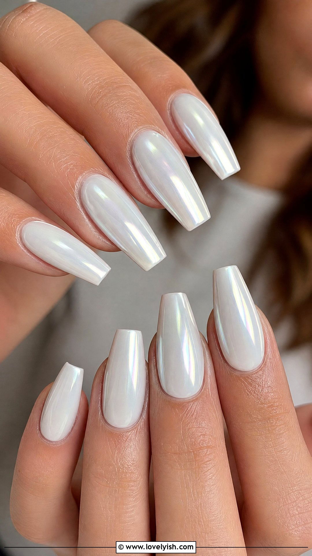 White Chrome Pearl Nails - 50 cute spring nail designs - 50 cute spring nail designs