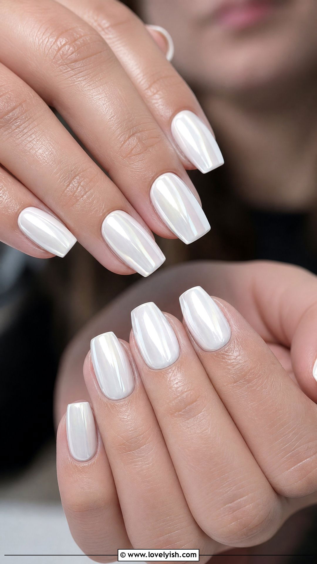 White Chrome Short Coffin Nails - 50 white chrome nails - 50 white chrome nails