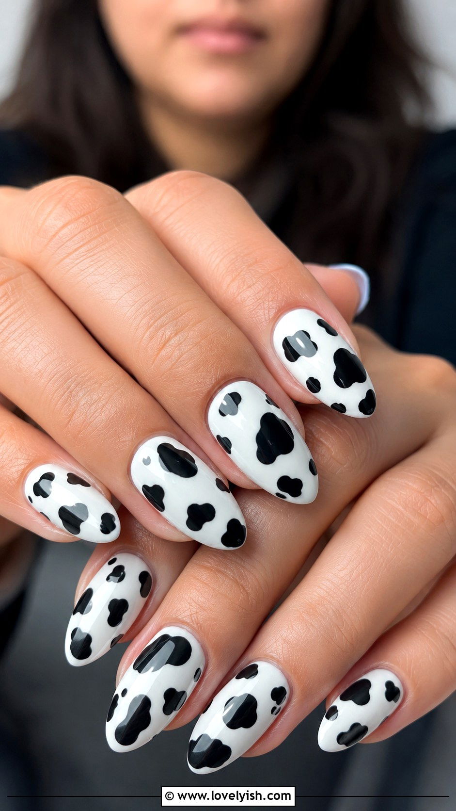 White Cow Print Nails - 50 nails - 50 nails