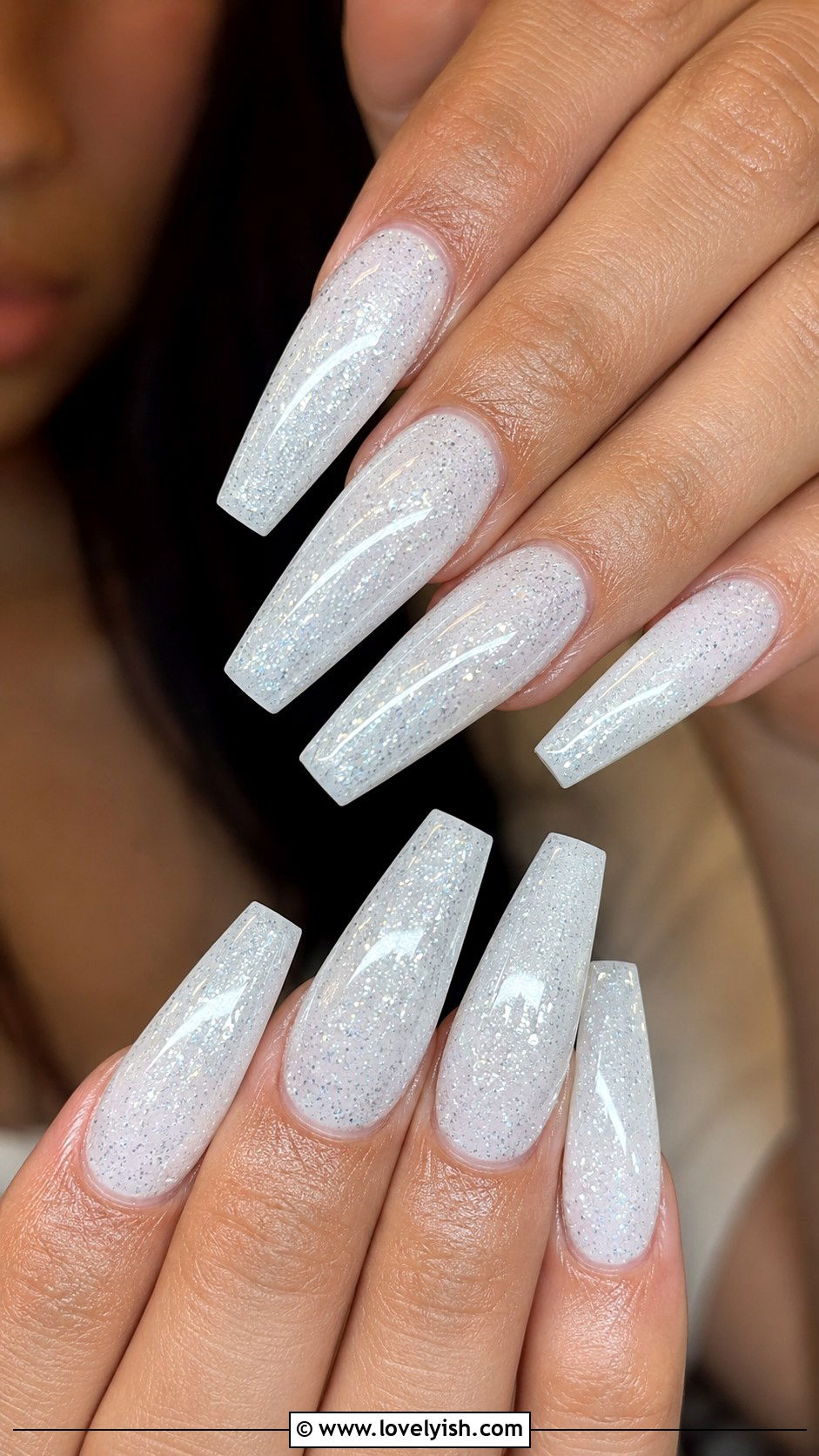 White Encapsulated Glitter Baddie Nails - 50 baddie nails - 50 baddie nails