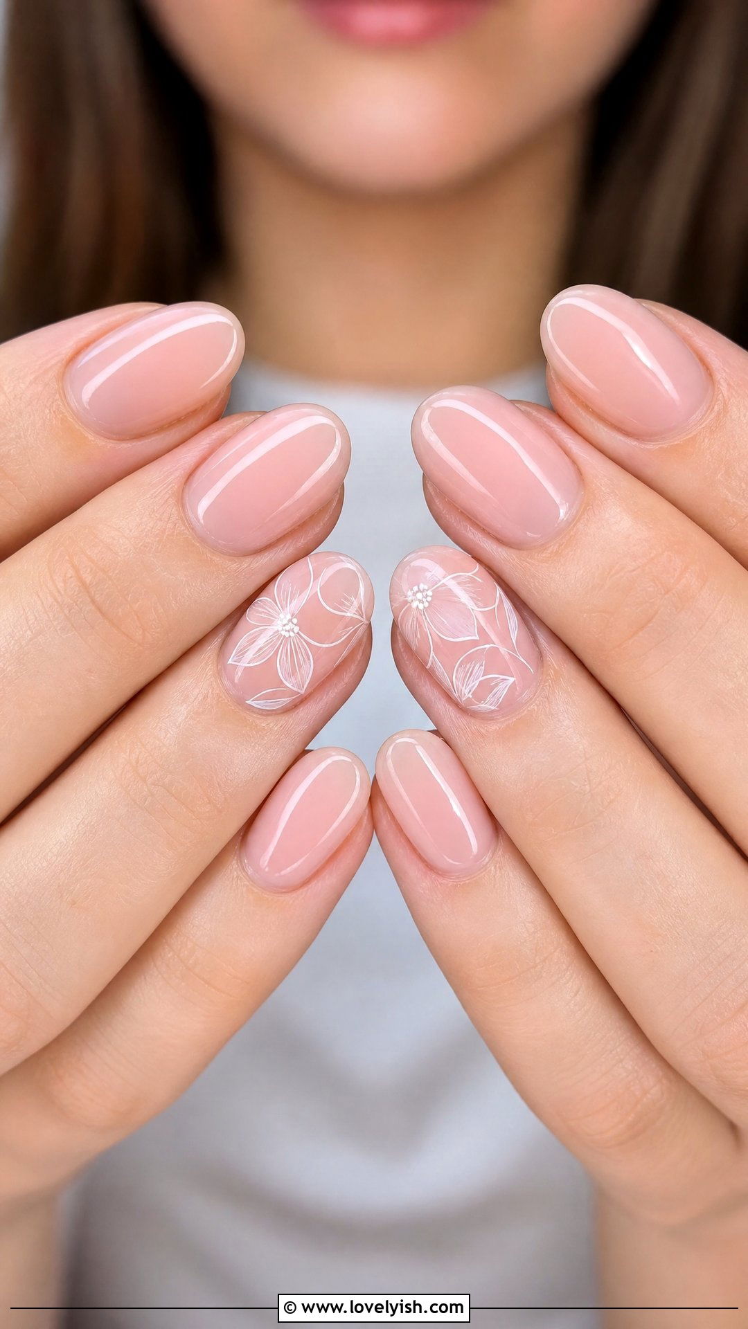White Floral Outline Nails - 50 cute nails - 50 cute nails