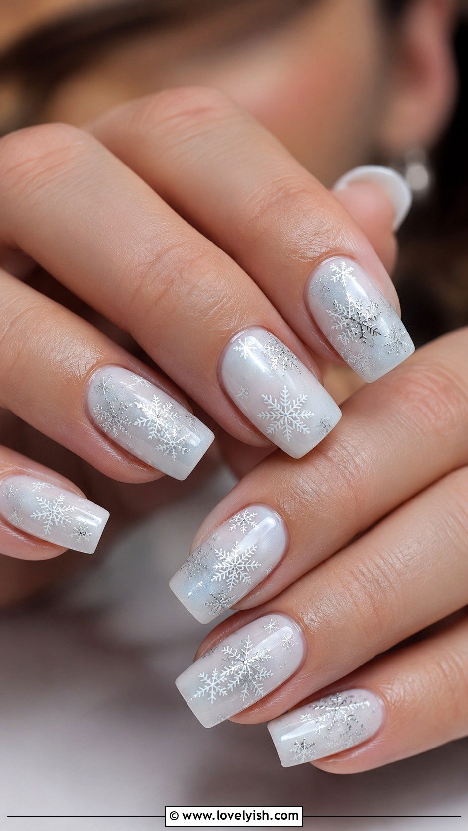 White French Tips with Rhinestones - 38 white nail designs - 38 white nail designs