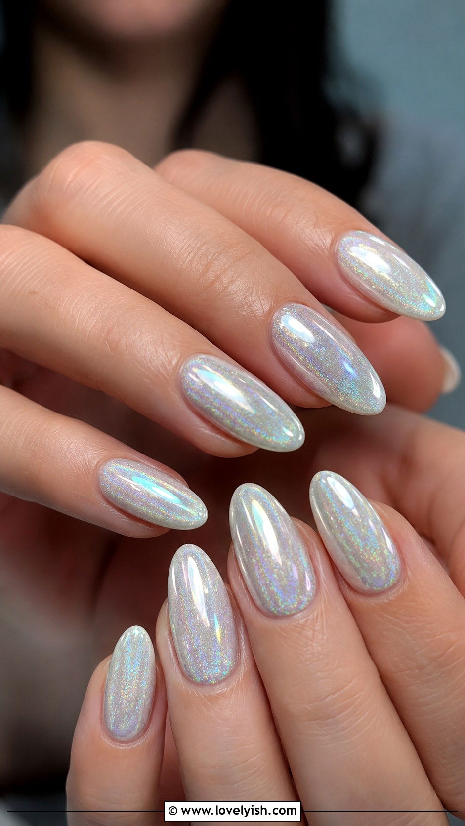 White Glitter Chrome Nails - 50 glitter nails - 50 glitter nails