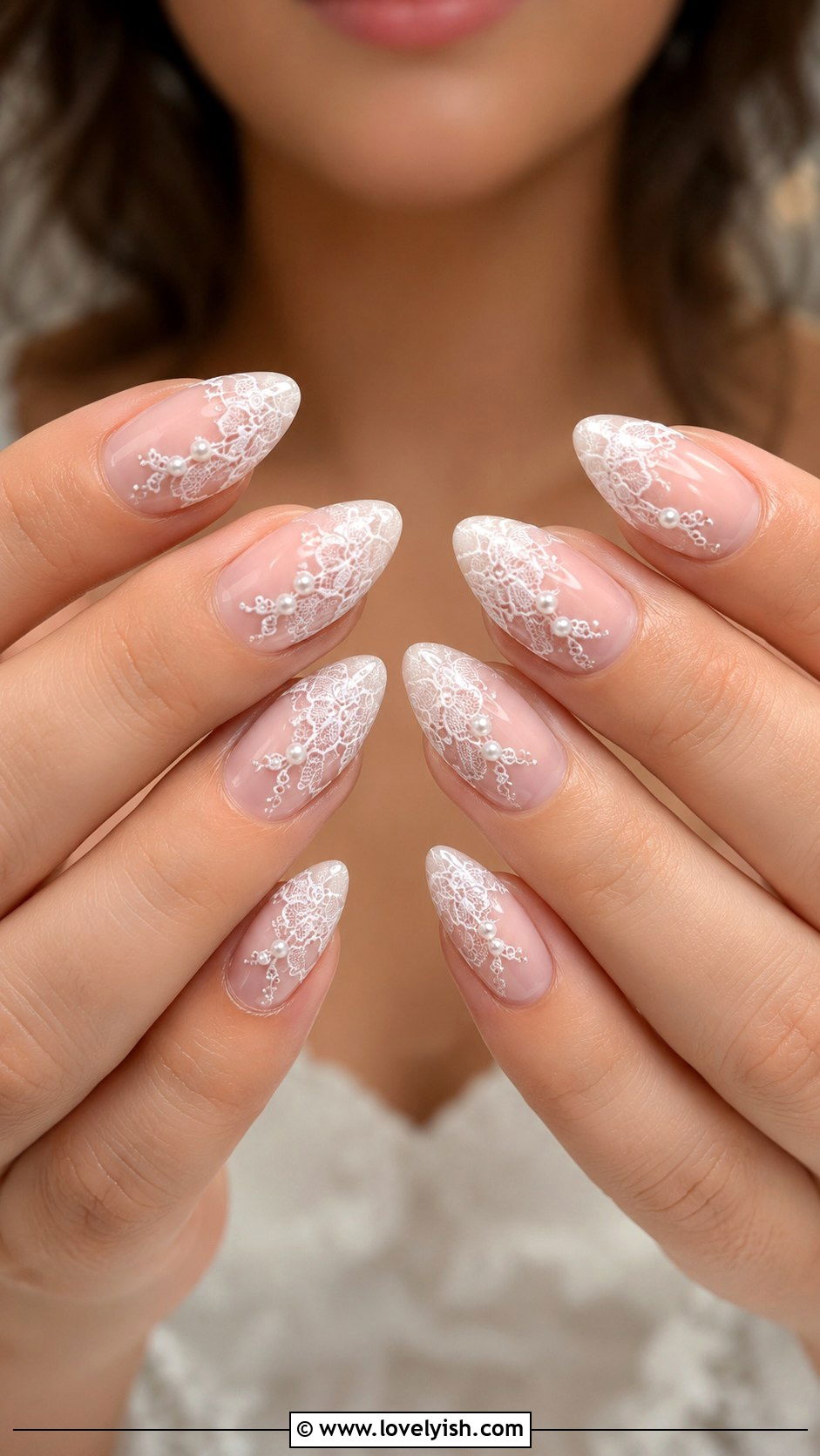 White Lace Bridal Nails - 37 nails art ideas - 37 nails art ideas