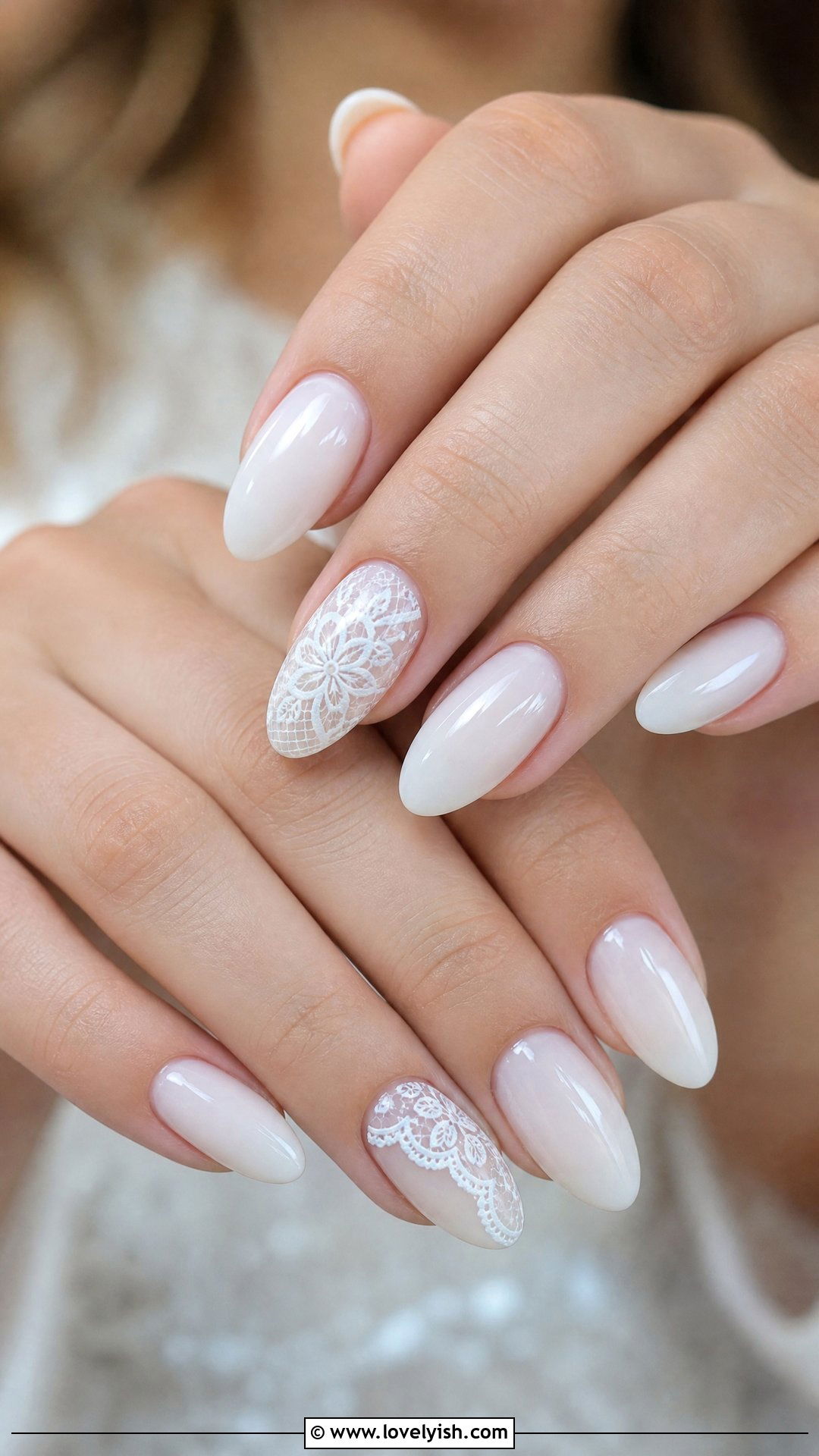 White Lace Bridal Nails - 40 nail design template - 40 nail design template