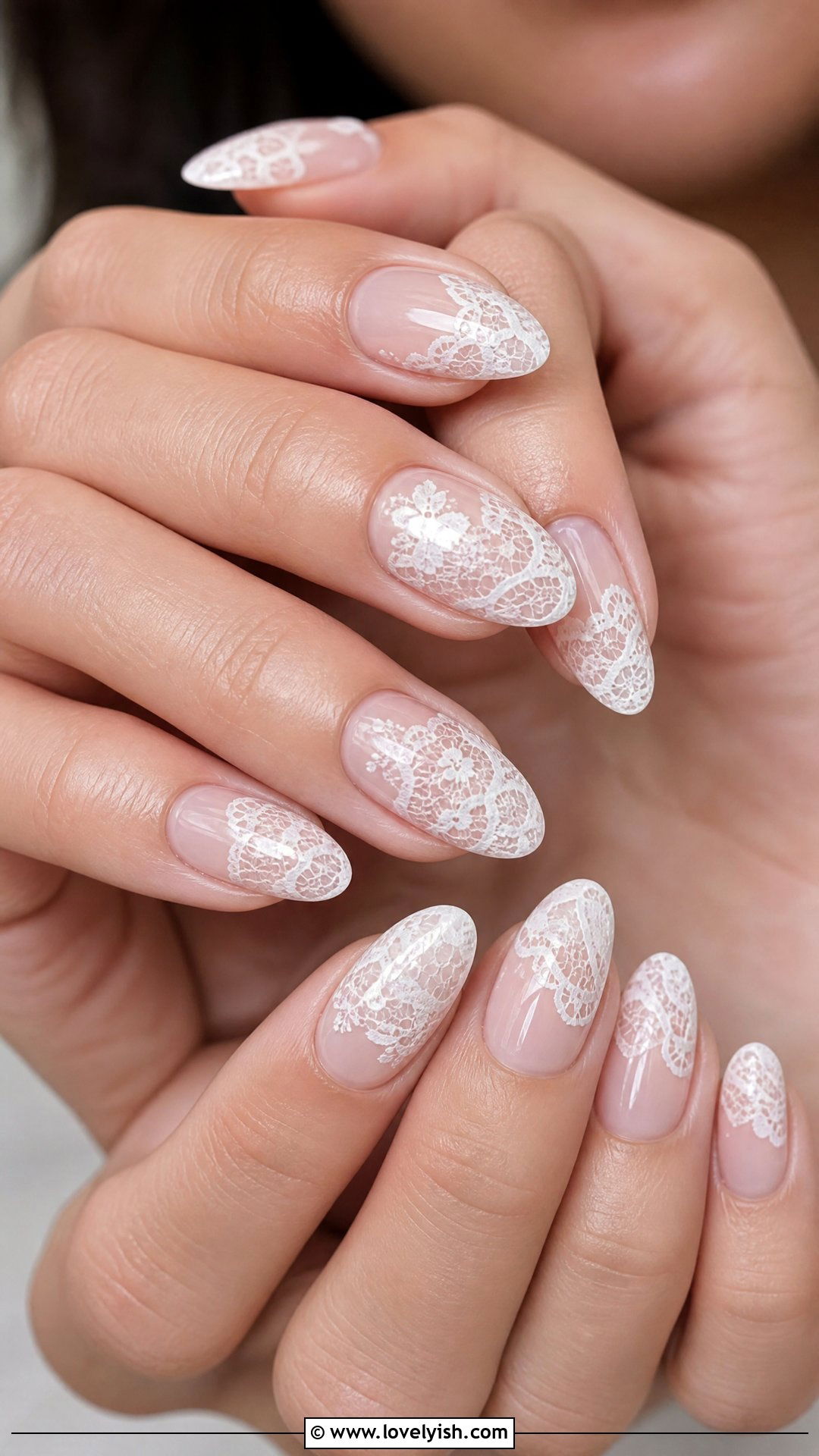 White Lace Bridal Nails - 50 feminine nails - 50 feminine nails