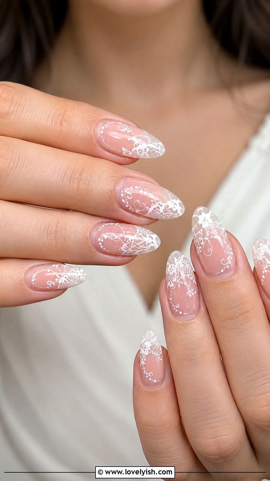 White Lace Bridal Nails - 50 pretty nails - 50 pretty nails