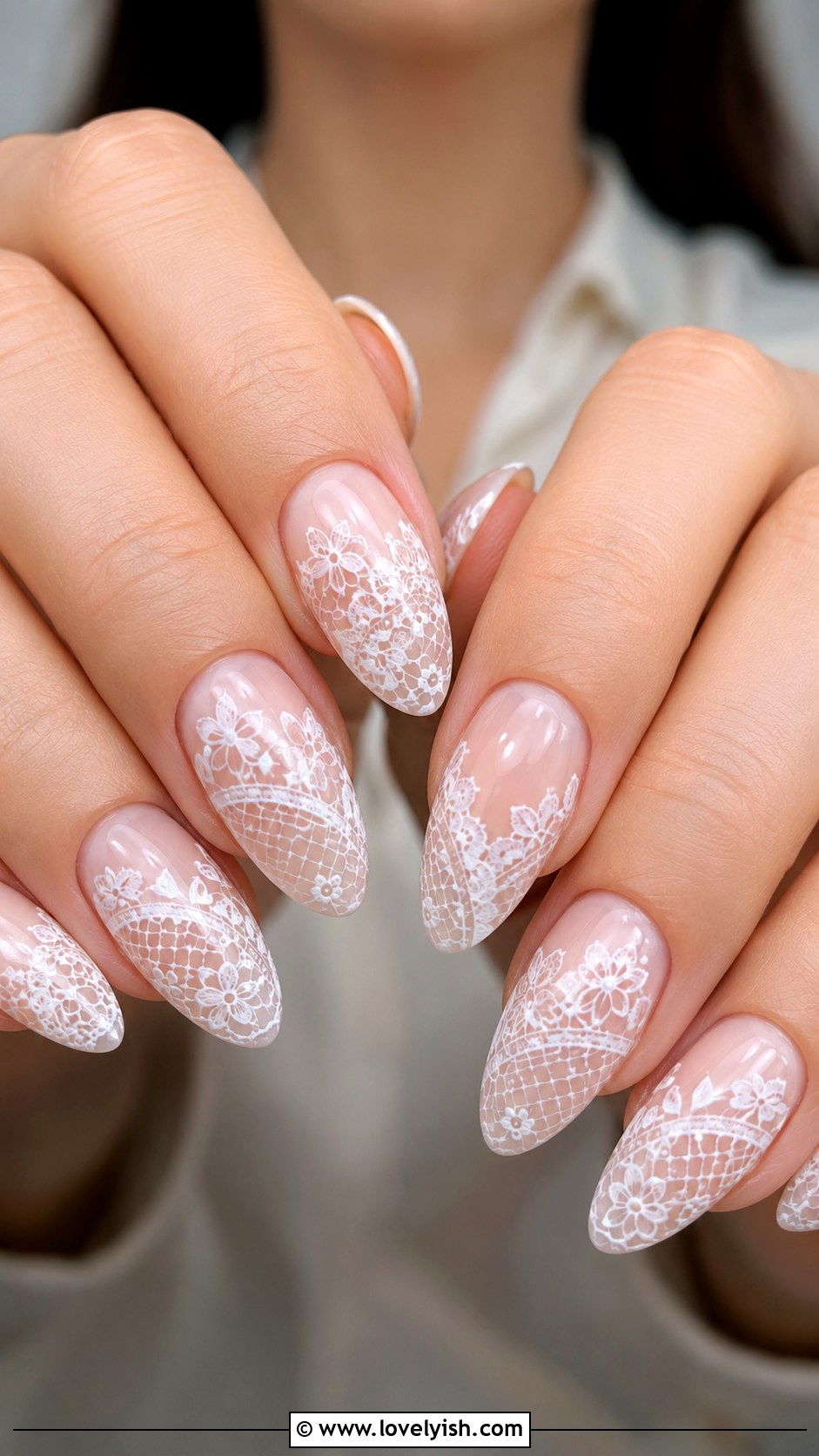 White Lace Detail Nails - 38 classy nail designs - 38 classy nail designs