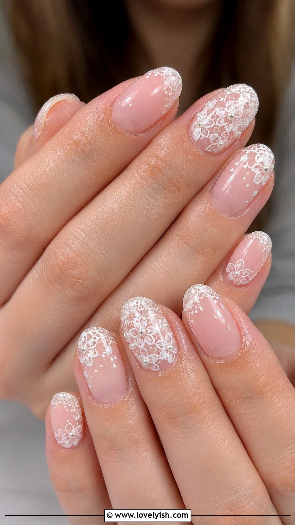 White Lace Floral Nails - 50 may nails - 50 may nails
