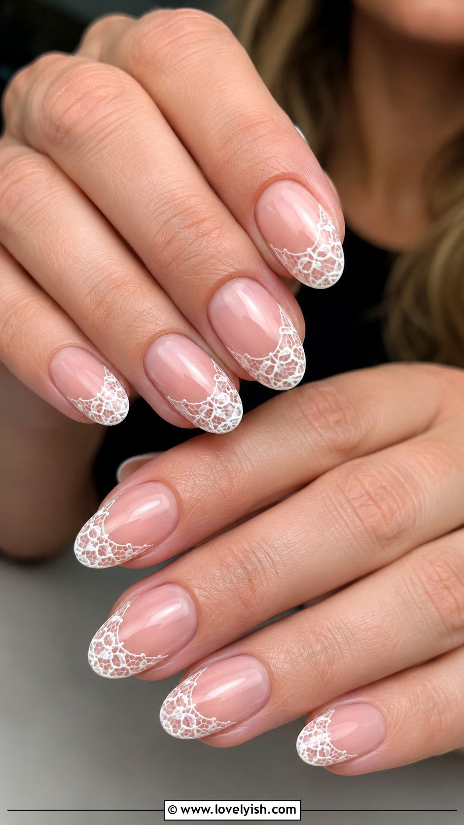 White Lace French Nail Design - 45 cute nail designs - 45 cute nail designs