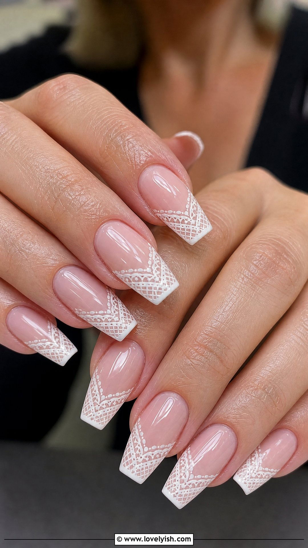 White Lace French Nails - 50 spring nails - 50 spring nails
