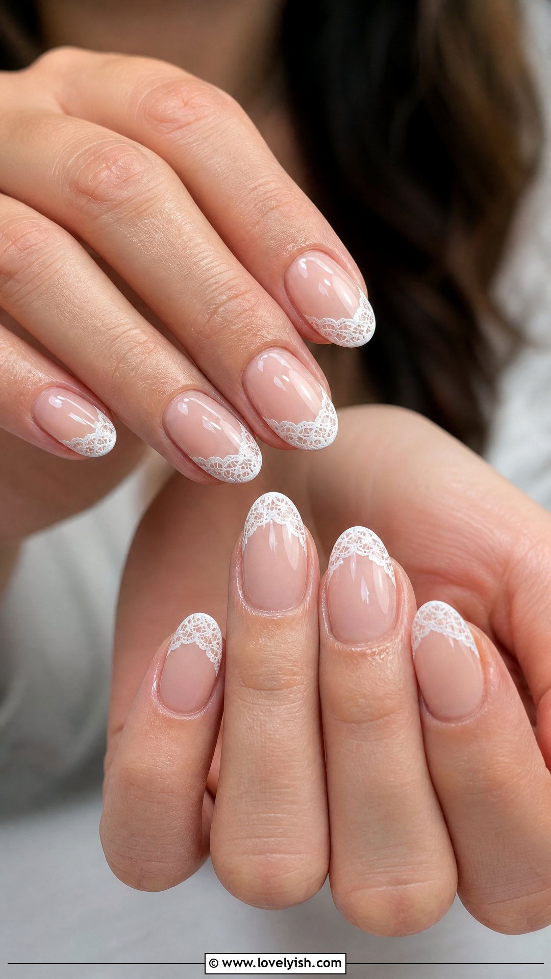 White Lace French Tip Nails - 50 cute summer nail designs - 50 cute summer nail designs
