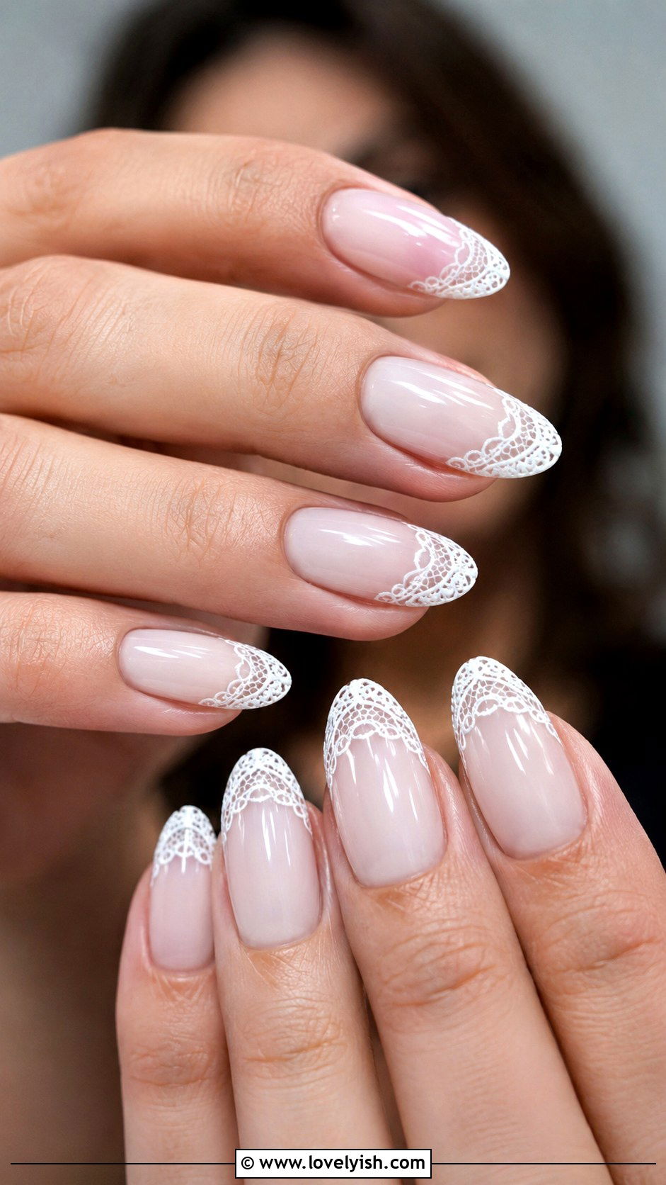 White Lace French Tip Nails - 50 preppy nails - 50 preppy nails
