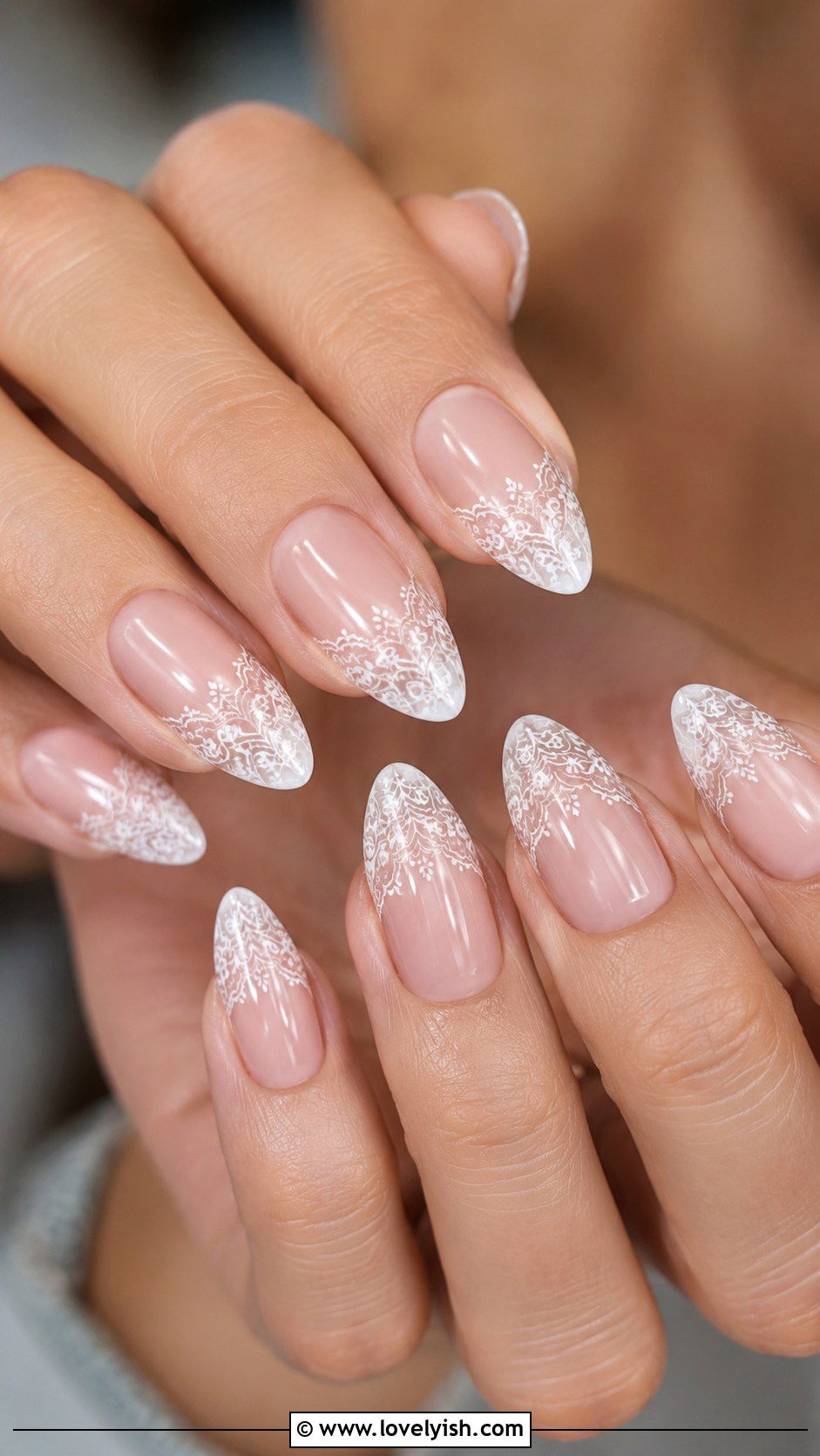 White Lace French Tip Prom Nails - 50 prom nails - 50 prom nails