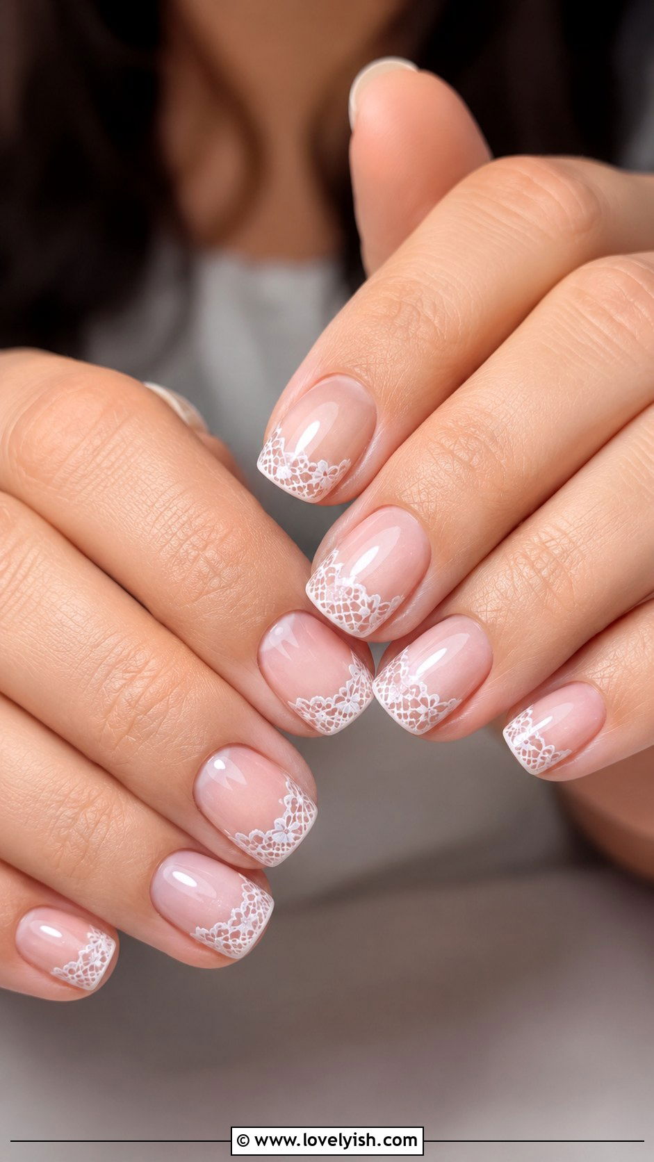 White Lace French Vintage Nails - 50 back to school nails - 50 back to school nails