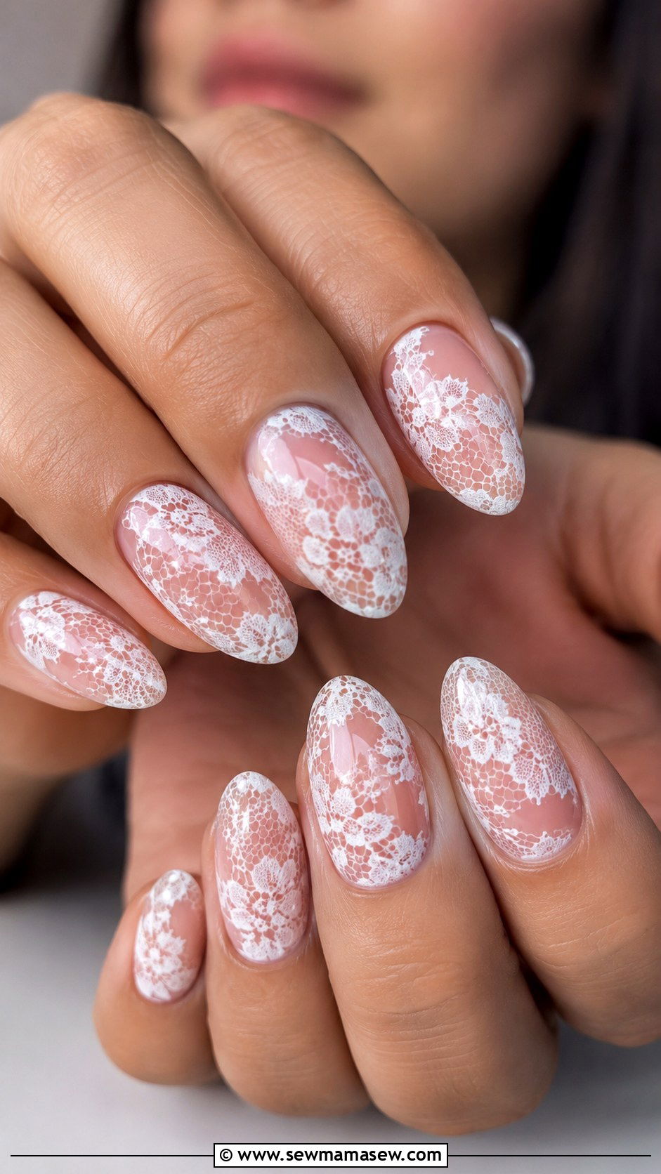 White Lace Gel Nails - 50 gel polish - 50 gel polish