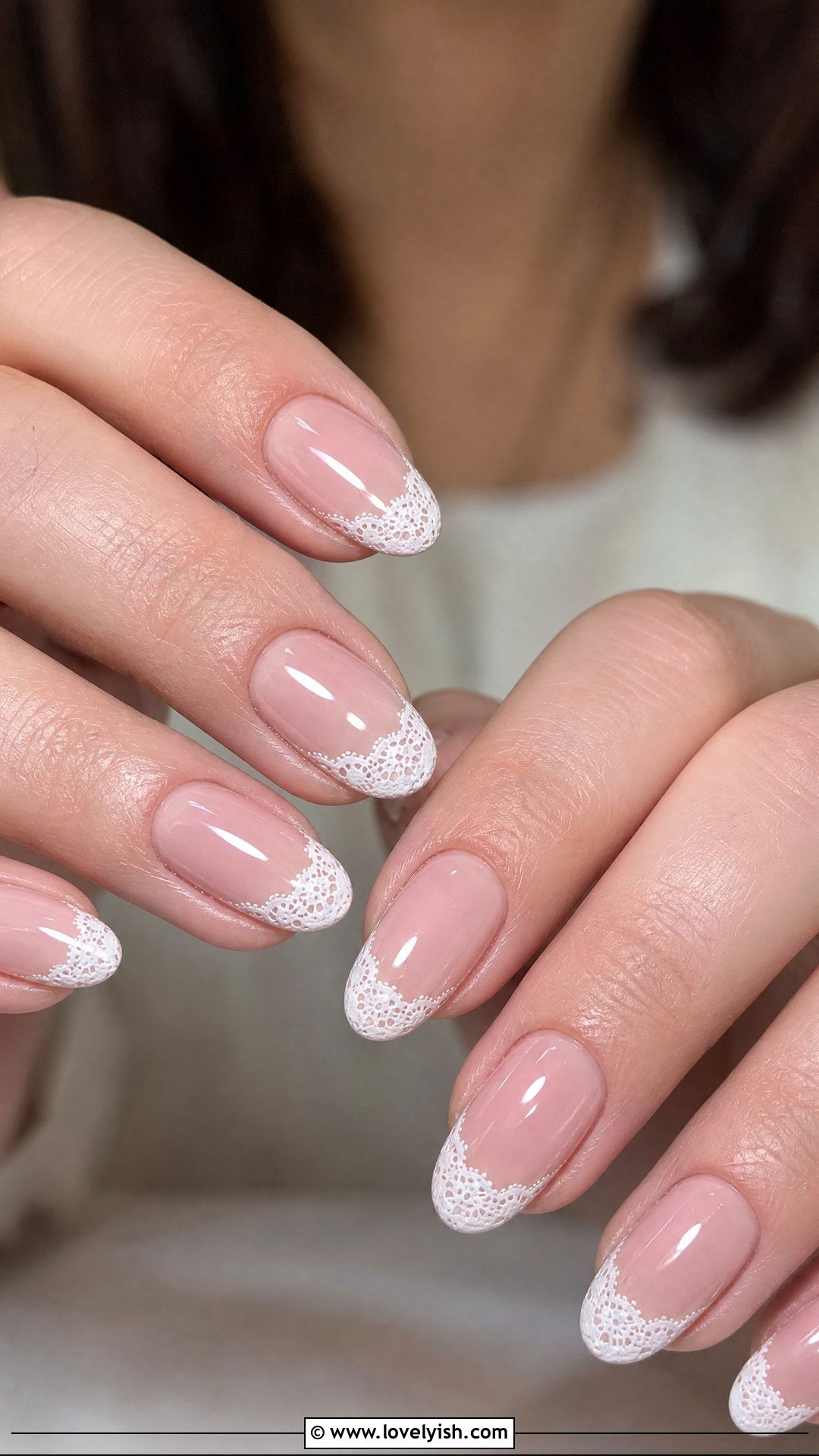 White Lace Inspired Tip Nails - 46 easy nail designs - 46 easy nail designs