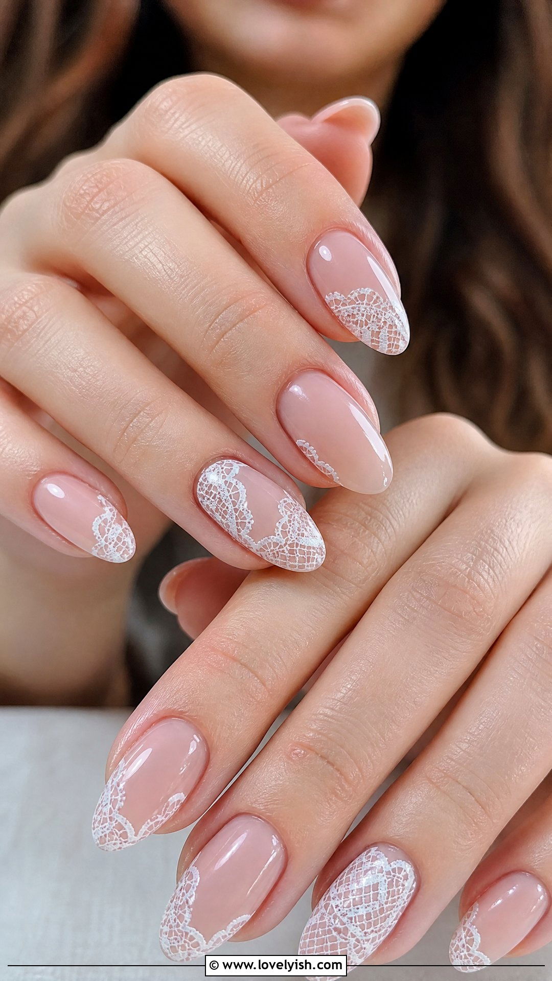 White Lace Pattern Nails - 50 simple nail art - 50 simple nail art