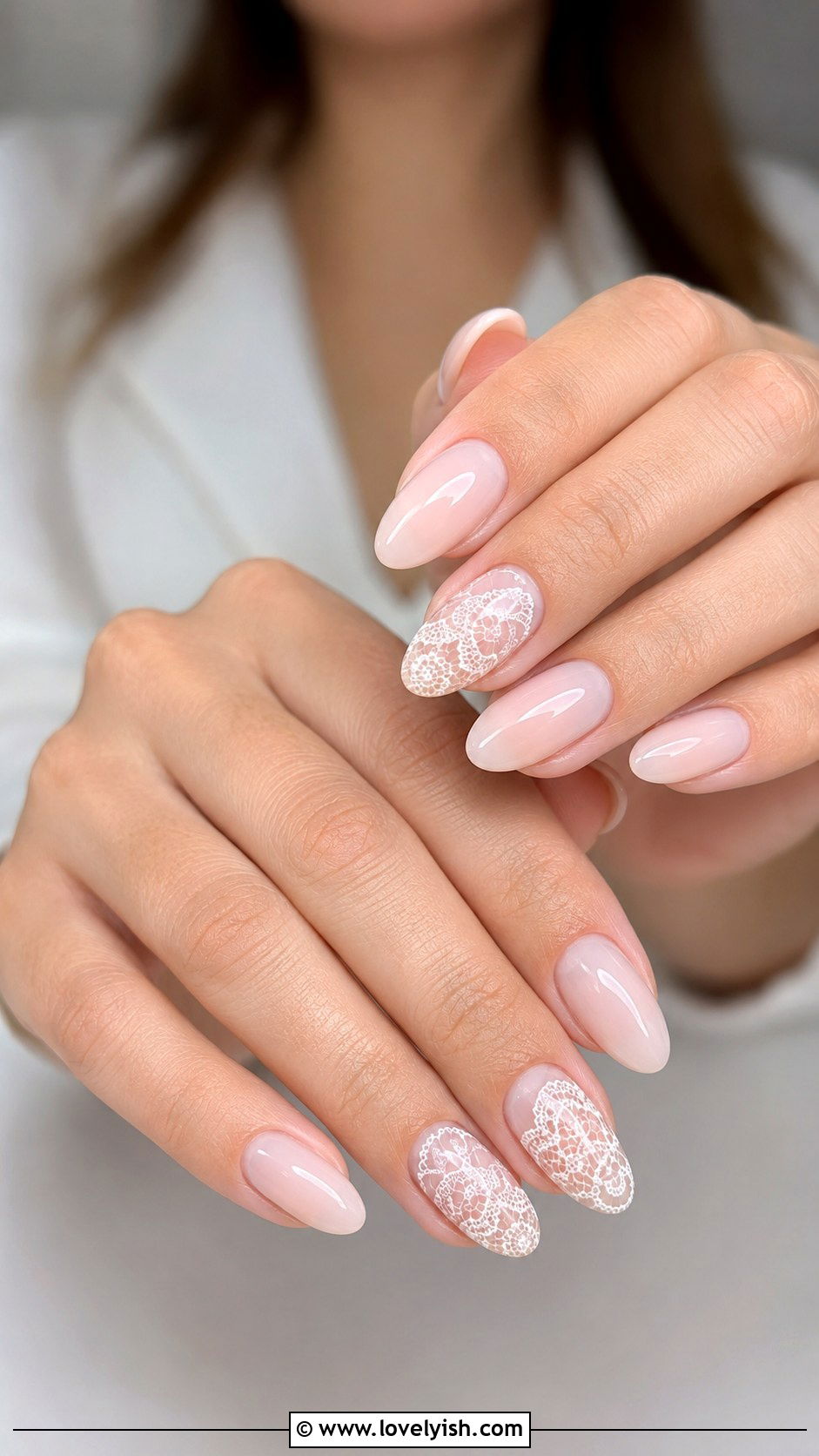 White Lace Pattern Nails - 25 elegant nail designs - 25 elegant nail designs