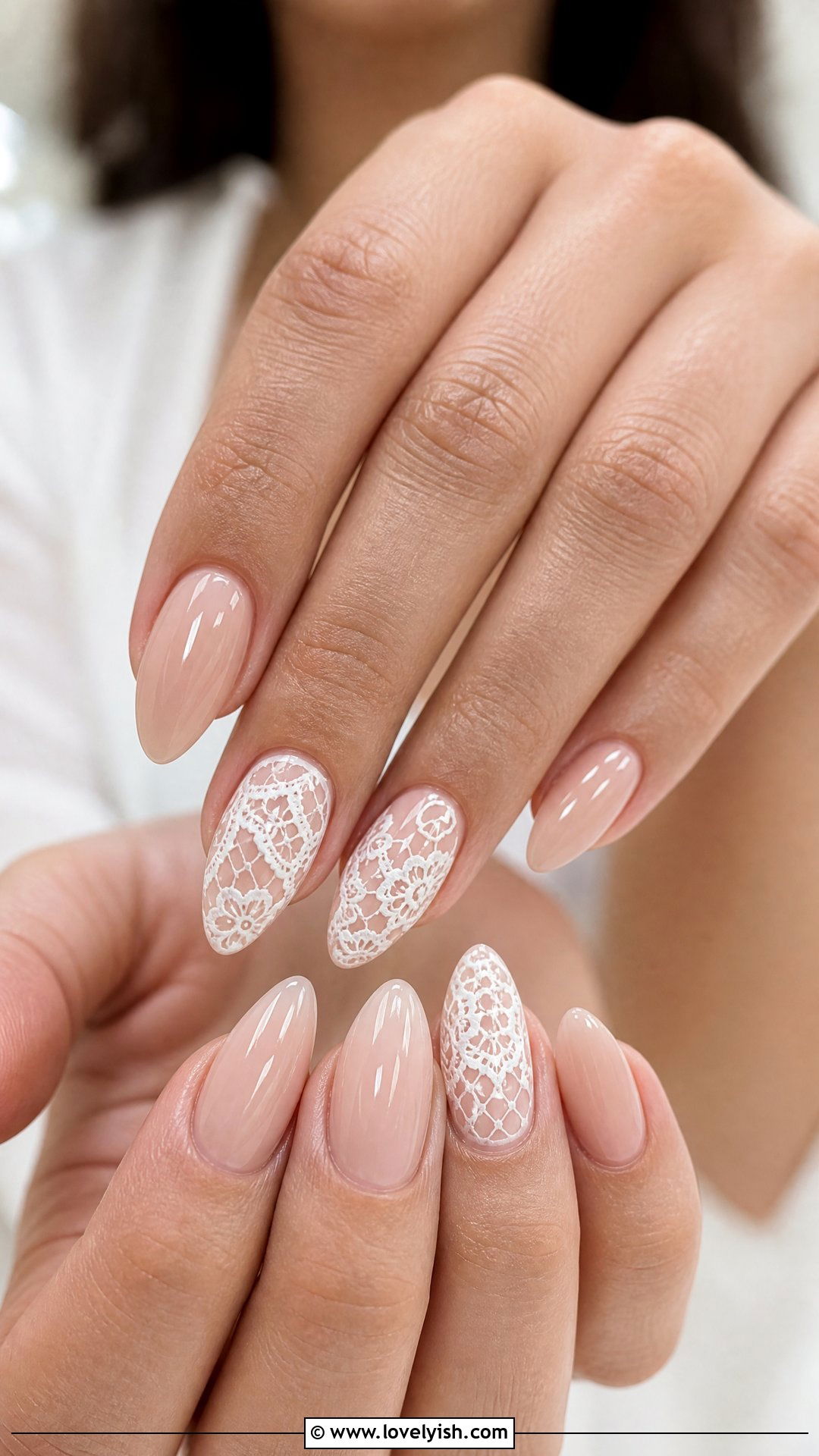 White Lace Pattern Wedding Nails - 50 classic wedding nails - 50 classic wedding nails