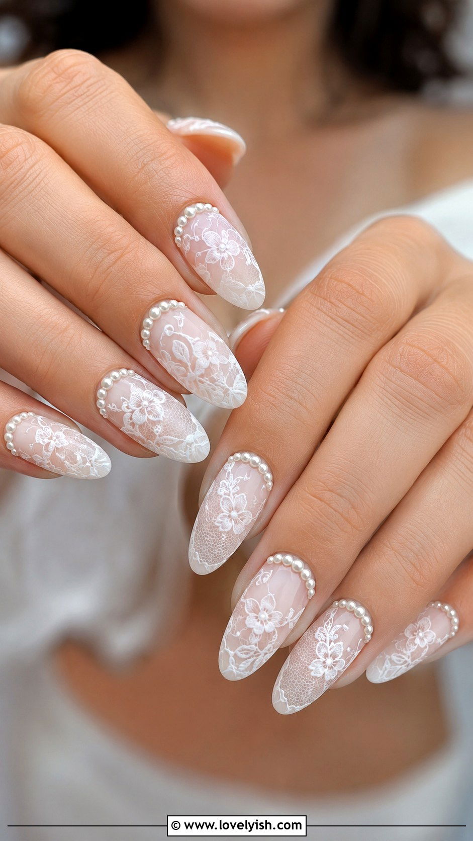 White Lace Wedding Nails - 50 luxury nails - 50 luxury nails