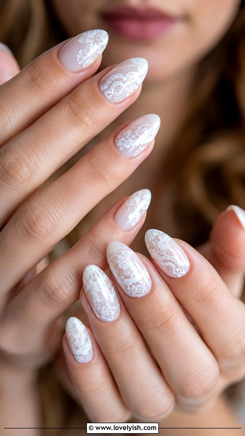 White Lace Wedding Nails - 46 nail inspo - 46 nail inspo