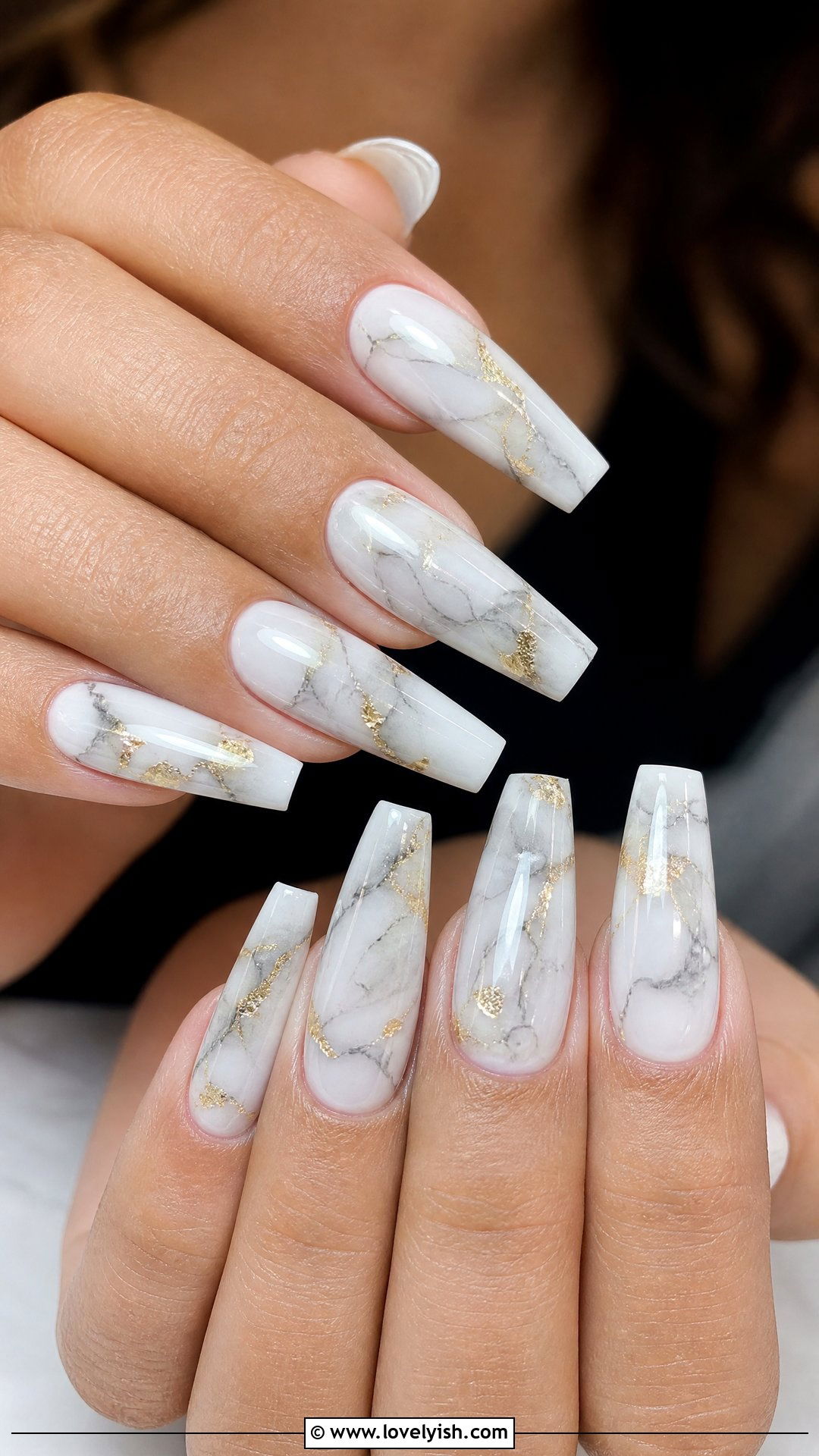 White Marble Gel Nails - 50 gel manicure - 50 gel manicure