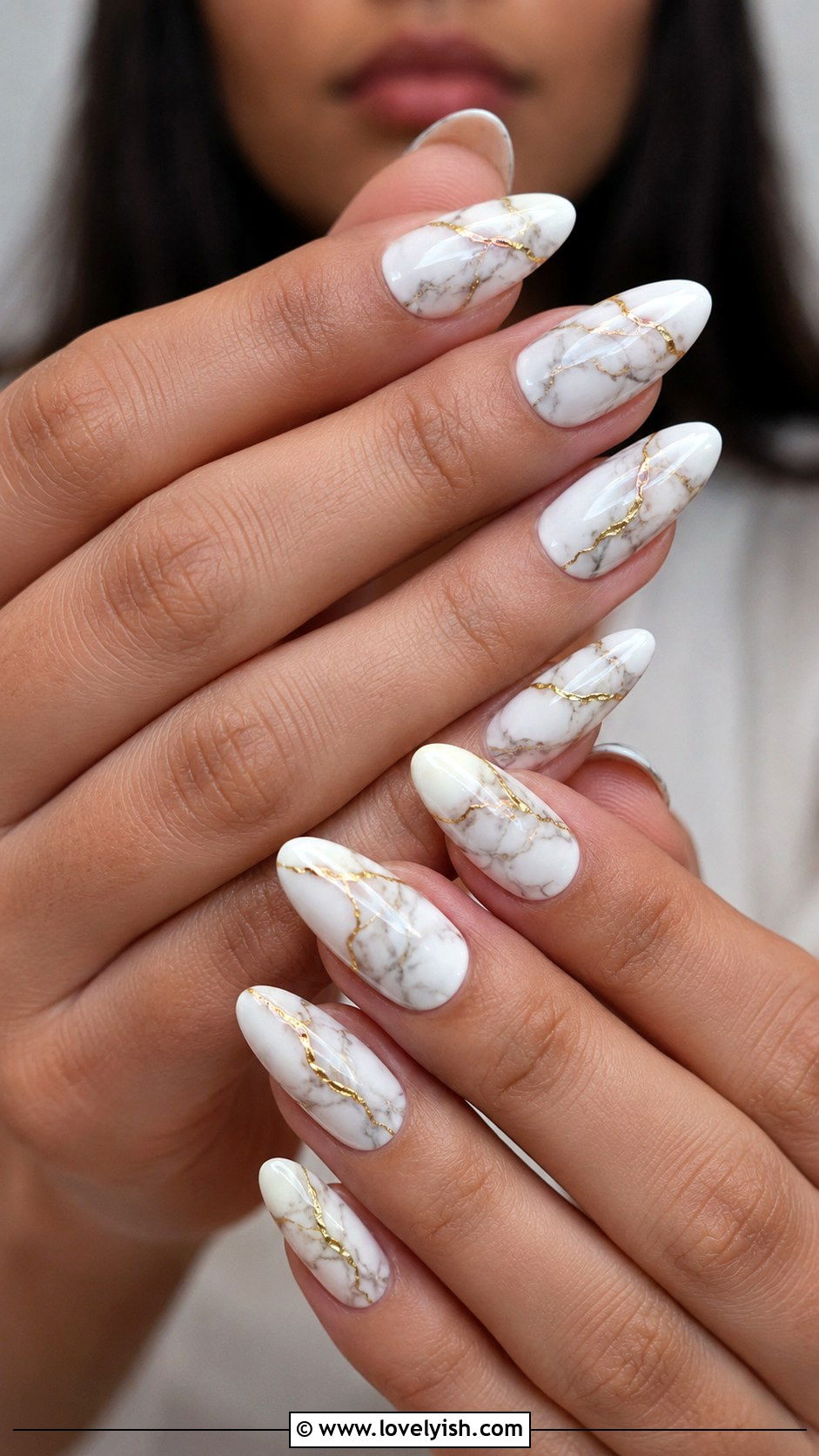White Marble Nails - 50 white nails - 50 white nails