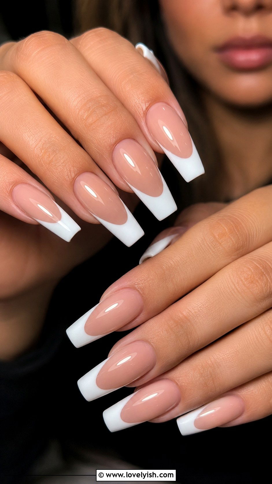 White Nail Tips With Nude Base - 50 white nails - 50 white nails