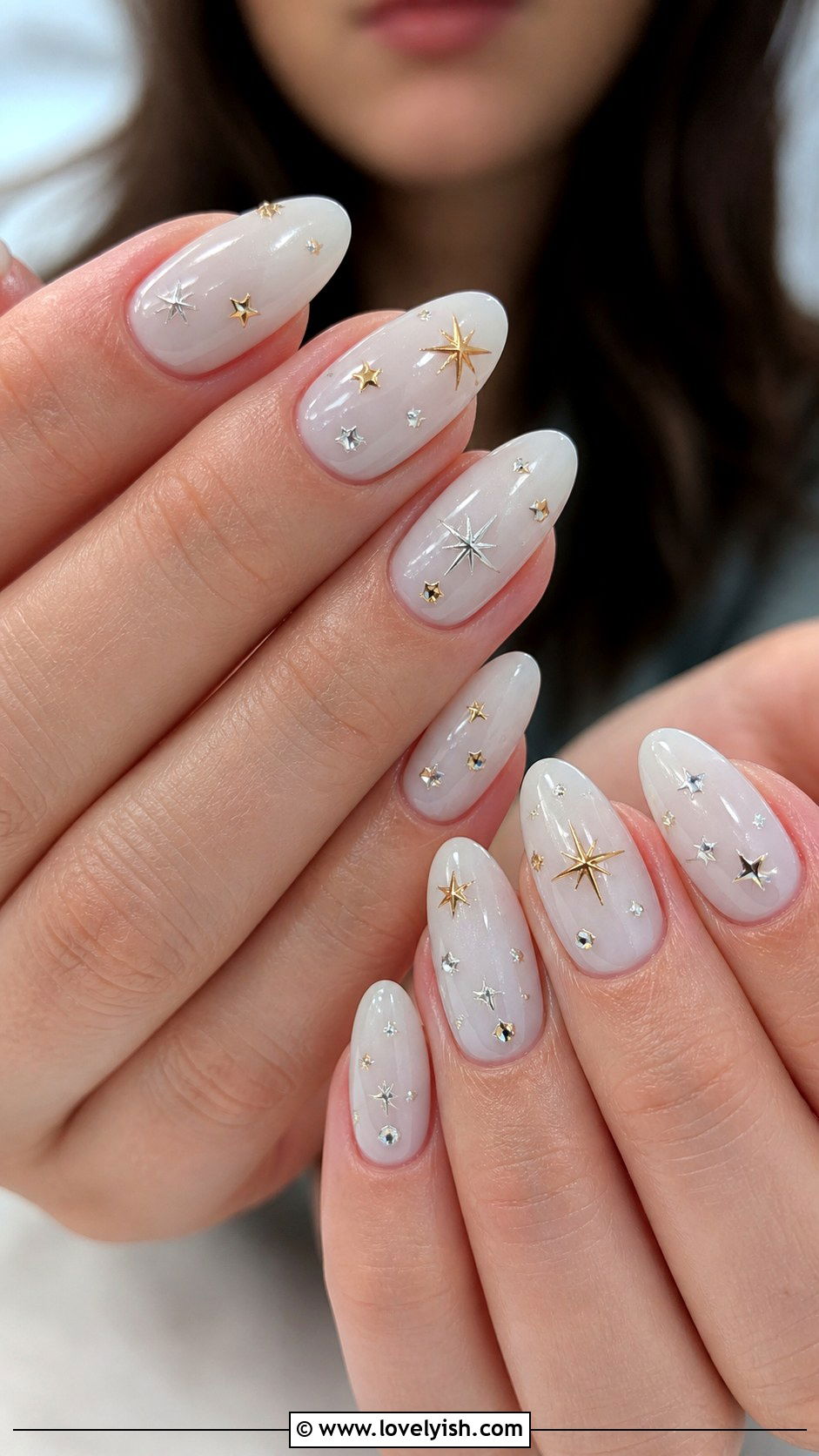 White Nail With Star Accents - 50 white nails - 50 white nails