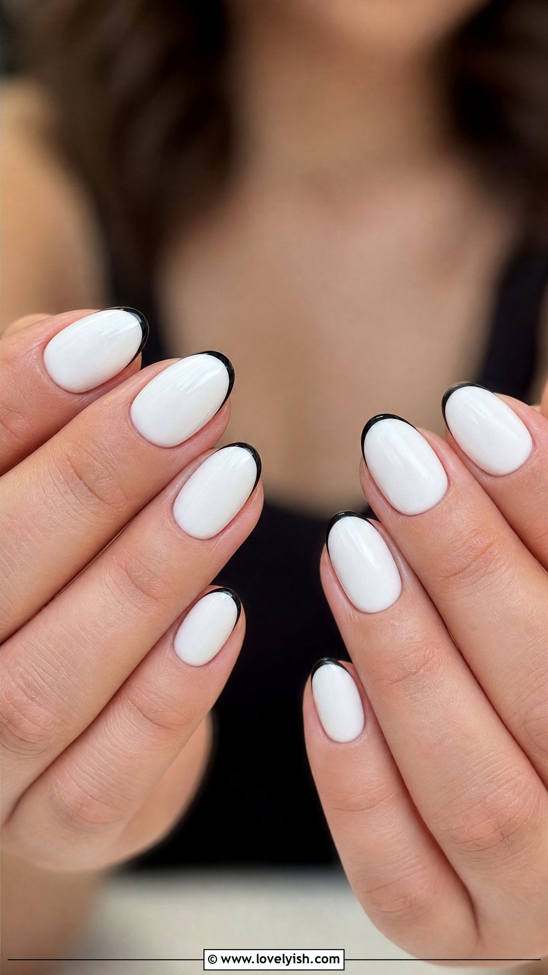 White Nails With Black Outline French - 41 nail design simple - 41 nail design simple