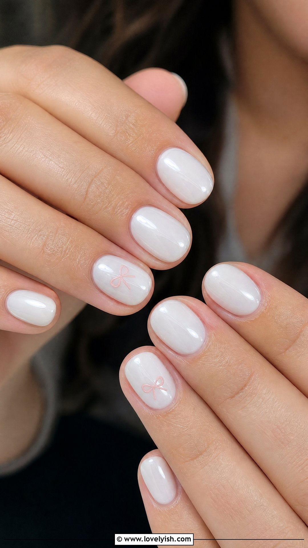 White Nails With Mini Bow Accent - 50 dainty nails - 50 dainty nails