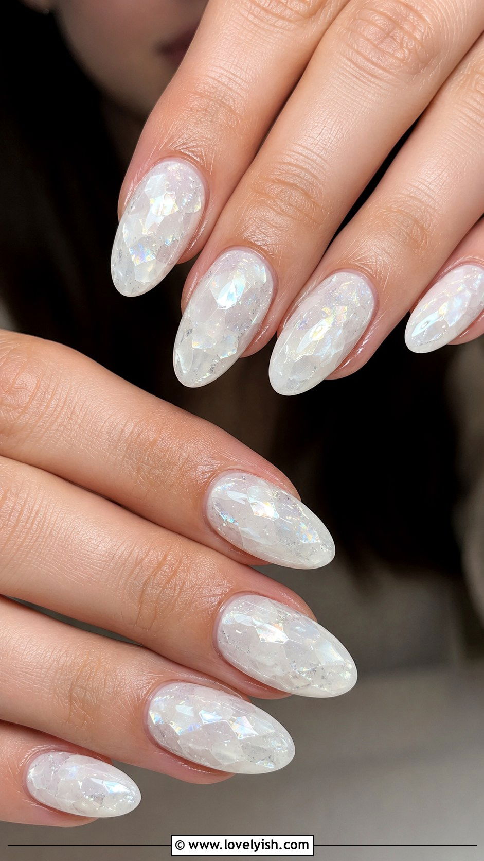 White Nails With Quartz Effect - 50 white nails - 50 white nails